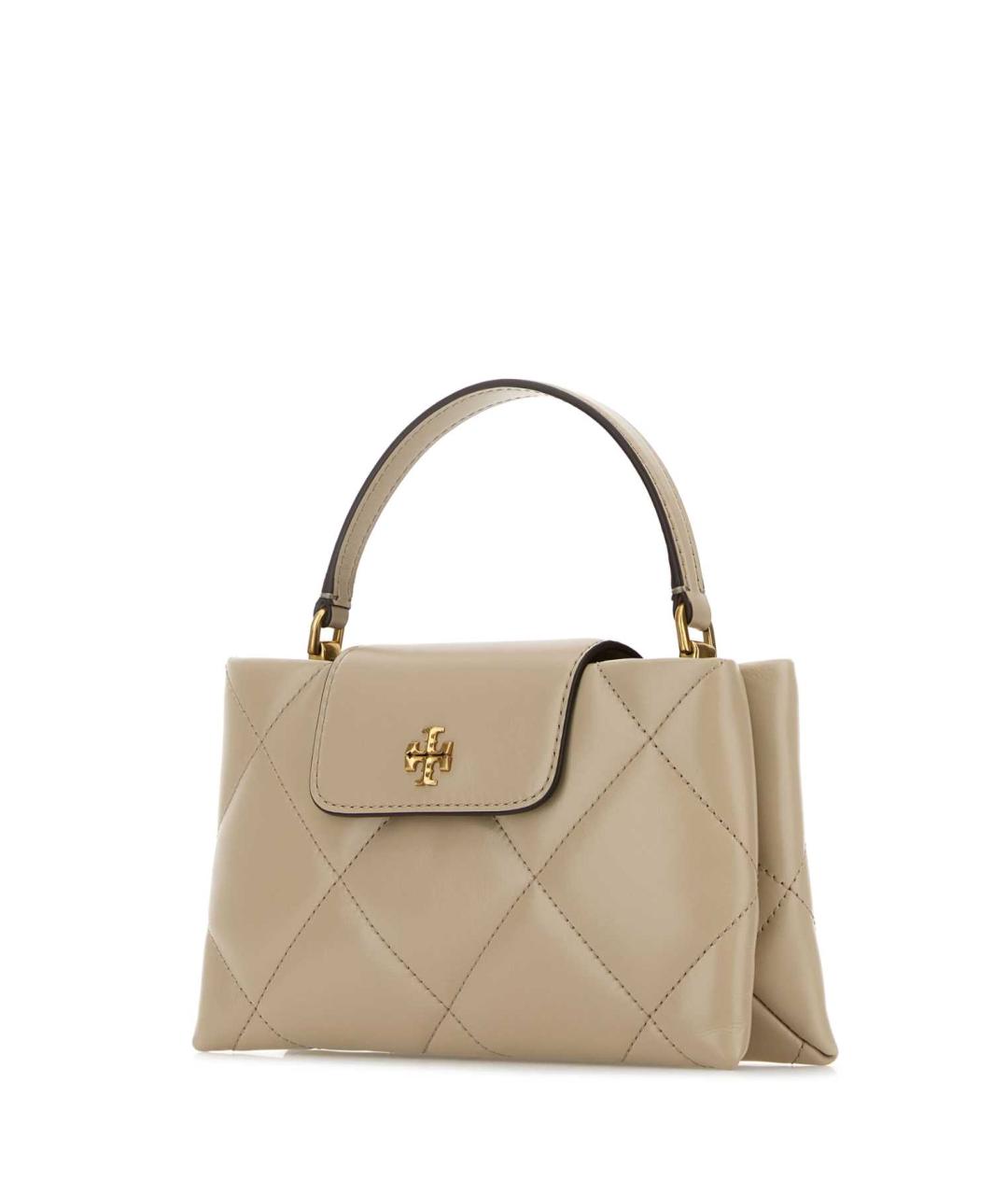 TORY BURCH Бежевая кожаная сумка с короткими ручками, фото 2