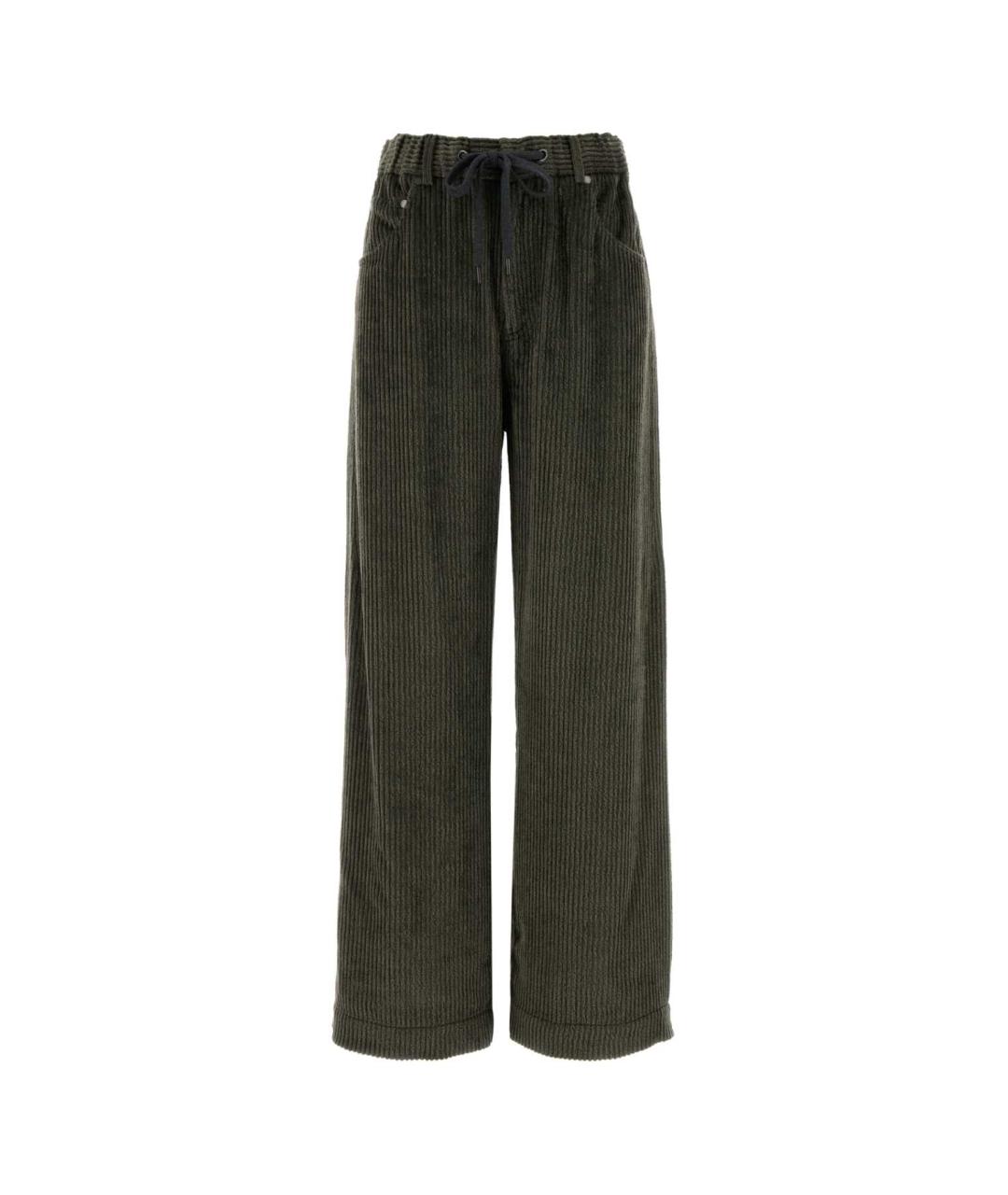 BRUNELLO CUCINELLI Зеленые вискозные прямые брюки, фото 1