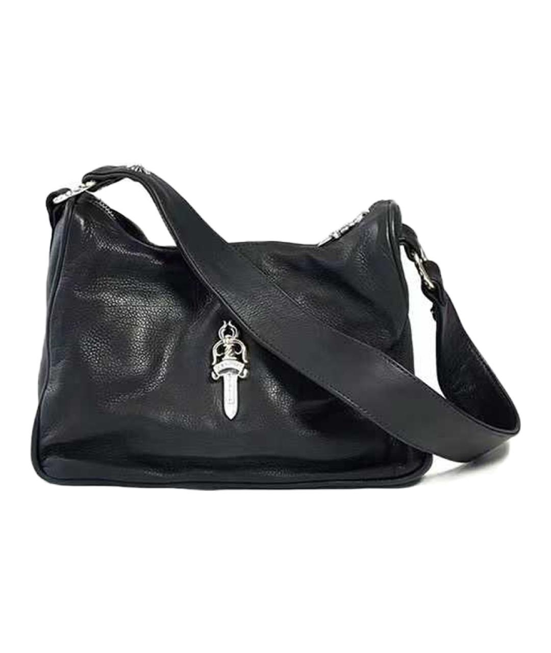 CHROME HEARTS Черная кожаная сумка через плечо, фото 1