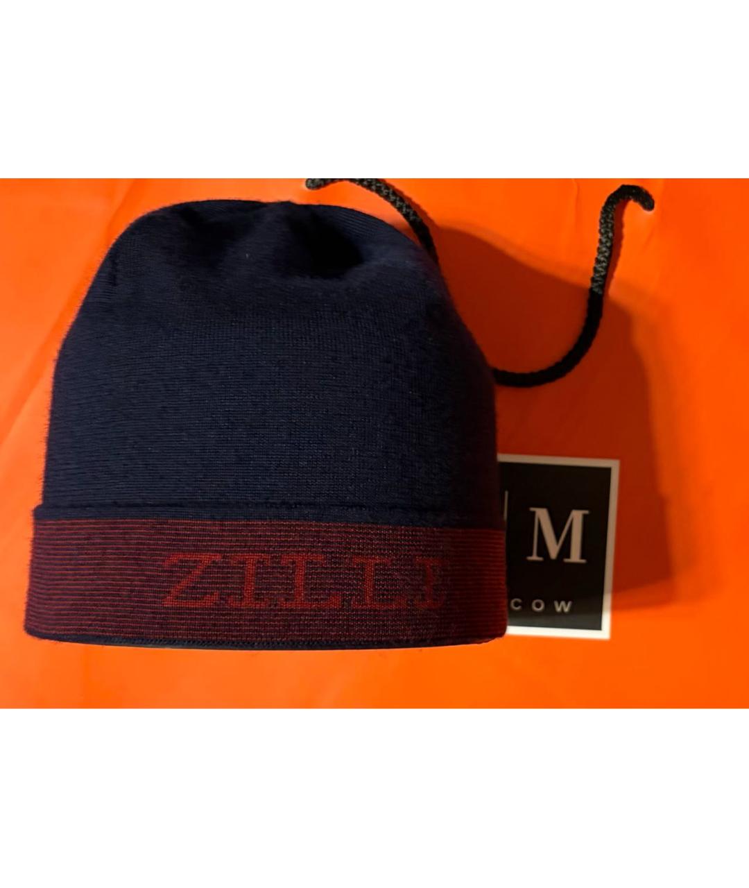 ZILLI Темно-синяя кашемировая шапка, фото 8