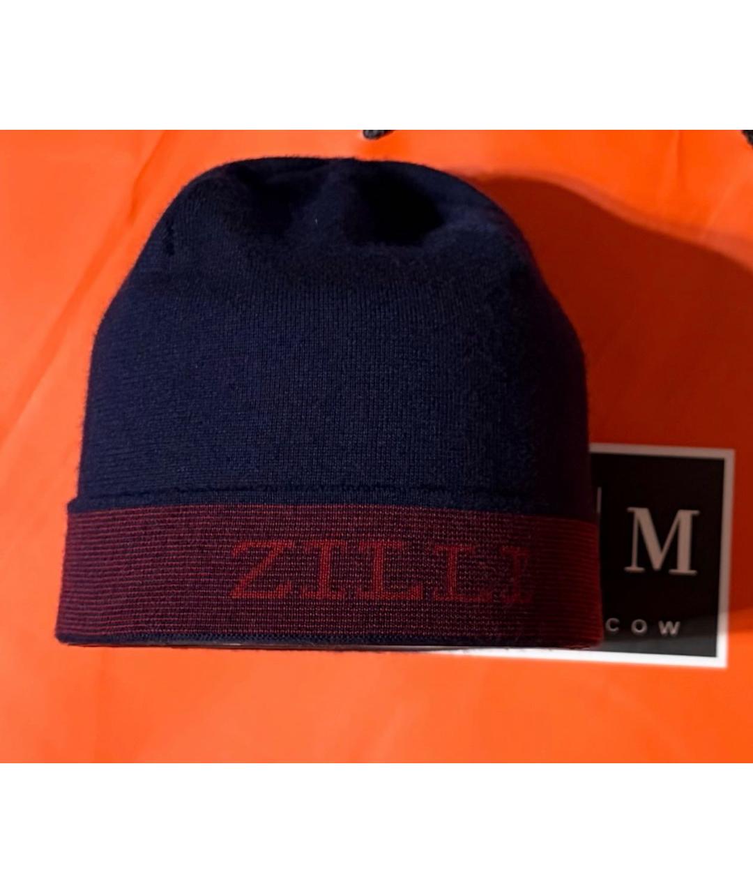 ZILLI Темно-синяя кашемировая шапка, фото 9