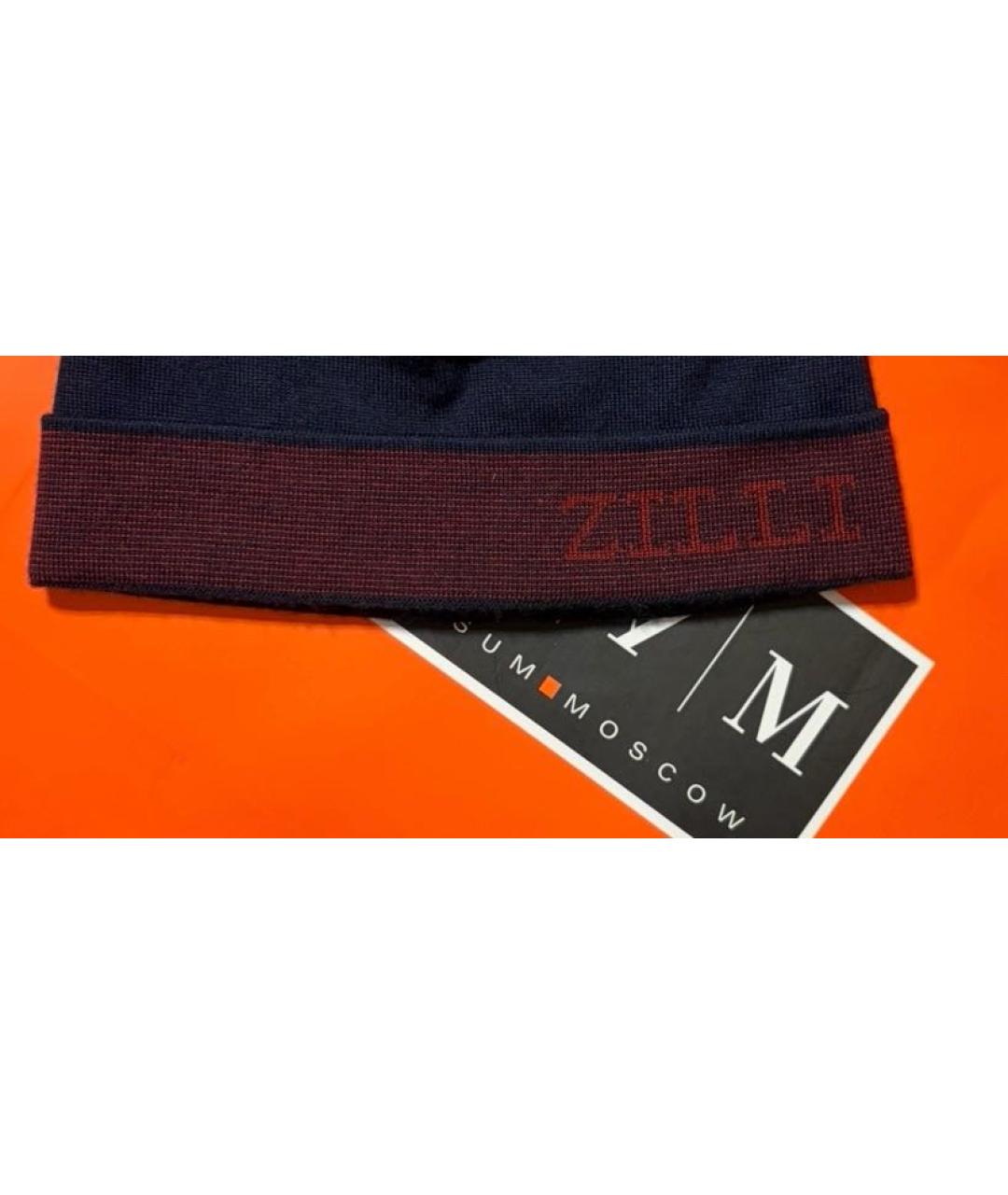 ZILLI Темно-синяя кашемировая шапка, фото 4