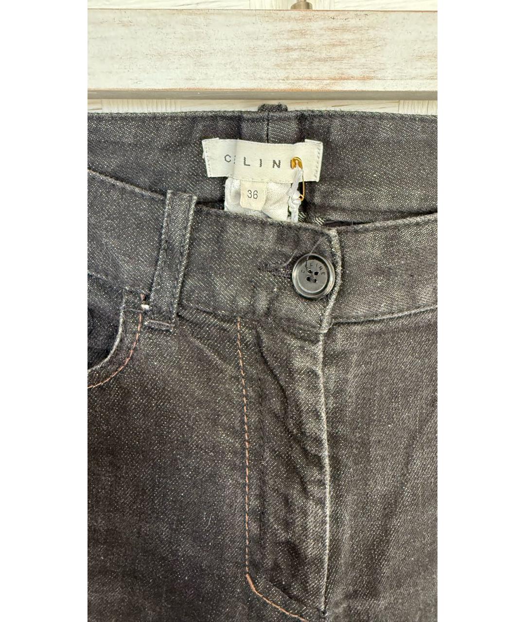 CELINE Черные хлопко-эластановые прямые джинсы, фото 5