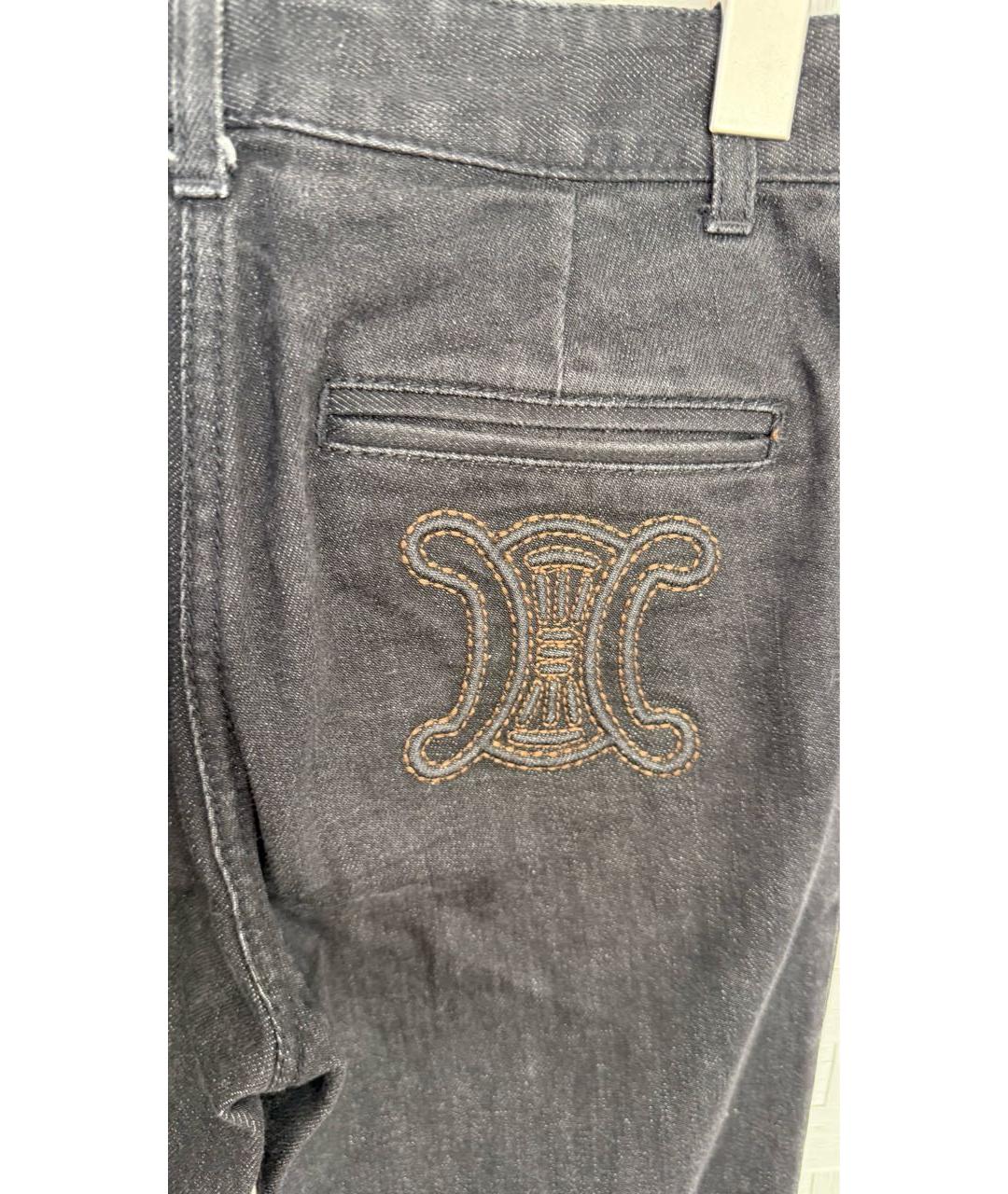 CELINE Черные хлопко-эластановые прямые джинсы, фото 4