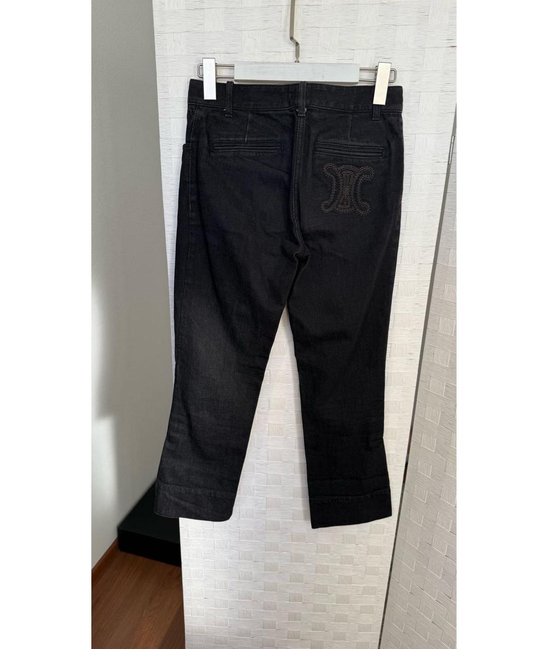 CELINE Черные хлопко-эластановые прямые джинсы, фото 2
