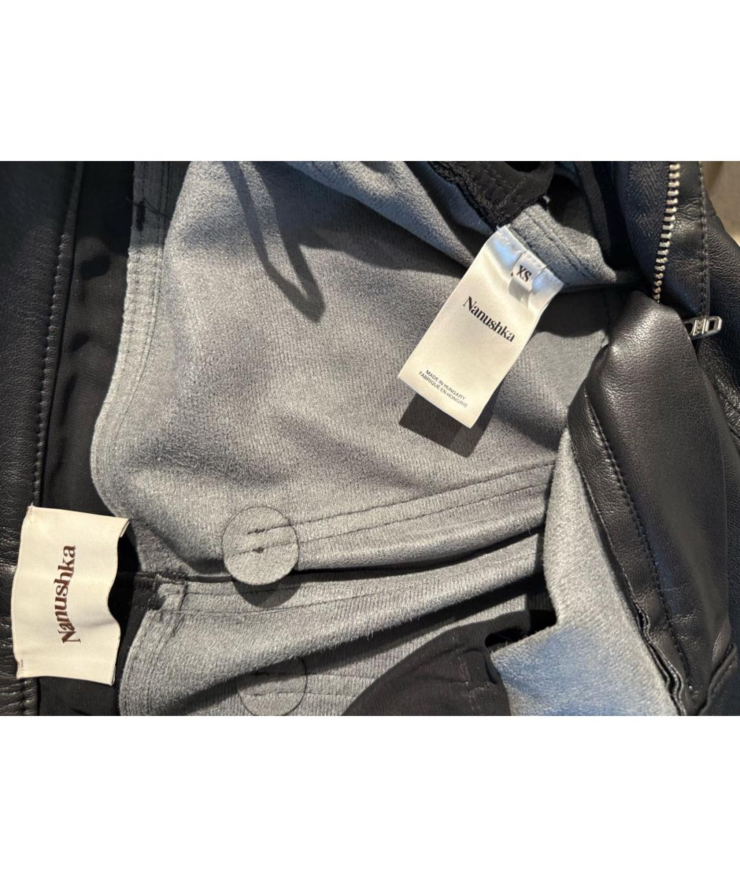 NANUSHKA Черные полиэстеровые прямые брюки, фото 3