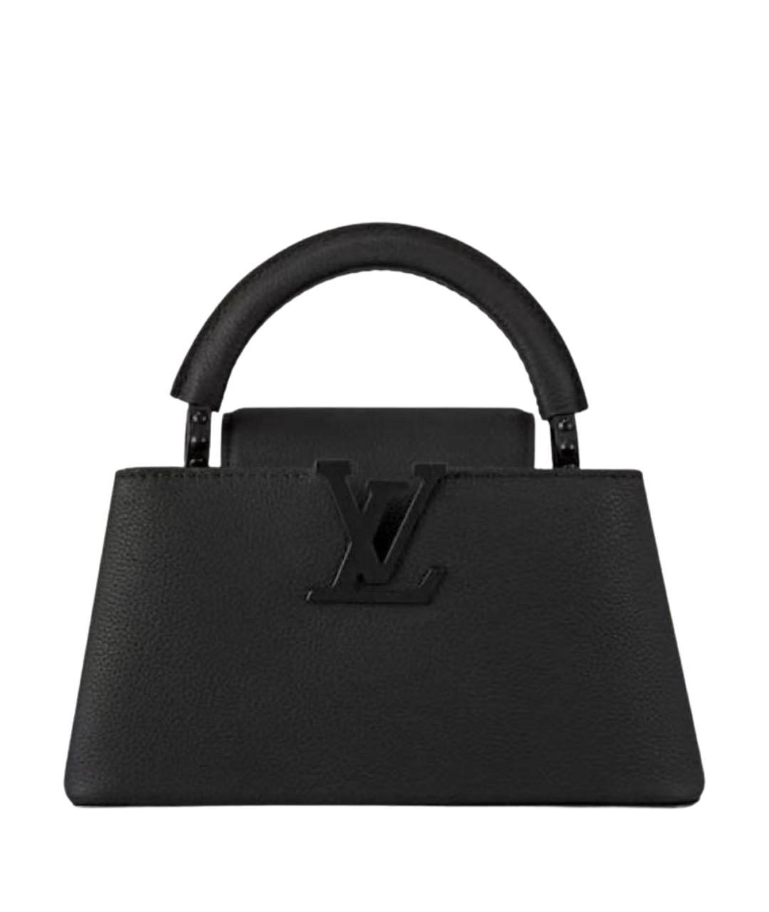 LOUIS VUITTON Черная кожаная сумка с короткими ручками, фото 1