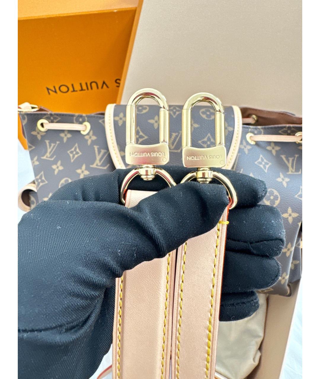 LOUIS VUITTON Коричневая сумка с короткими ручками из искусственной кожи, фото 7