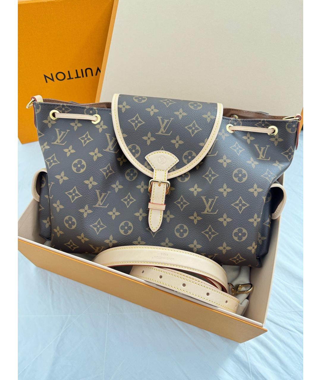 LOUIS VUITTON Коричневая сумка с короткими ручками из искусственной кожи, фото 10