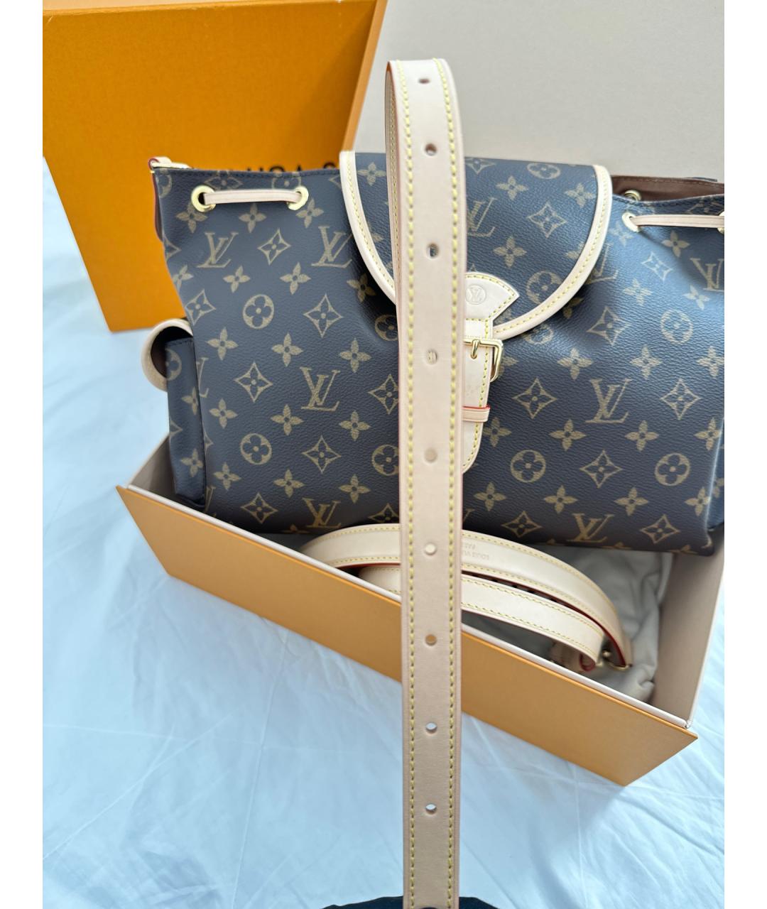 LOUIS VUITTON Коричневая сумка с короткими ручками из искусственной кожи, фото 9