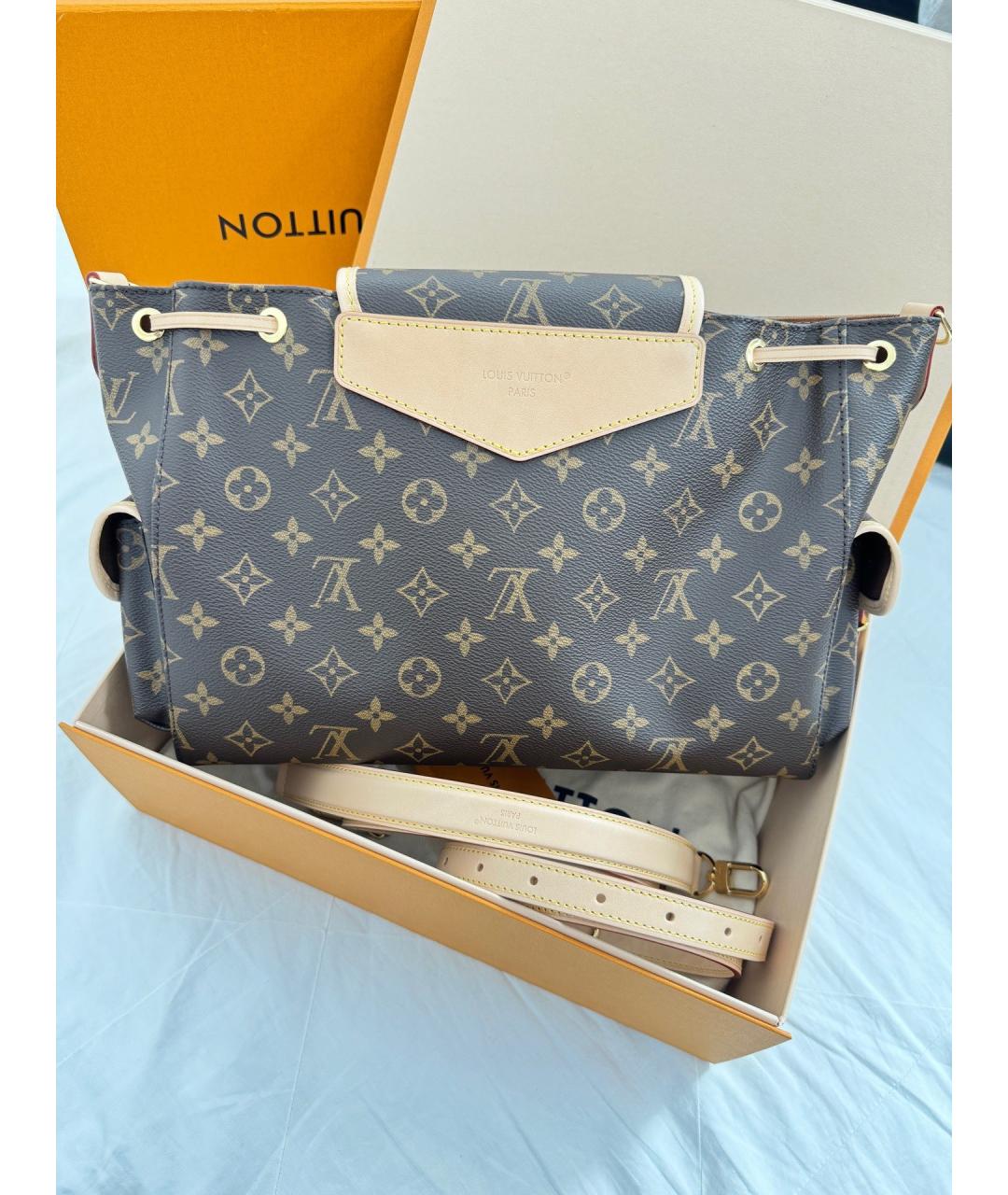 LOUIS VUITTON Коричневая сумка с короткими ручками из искусственной кожи, фото 2