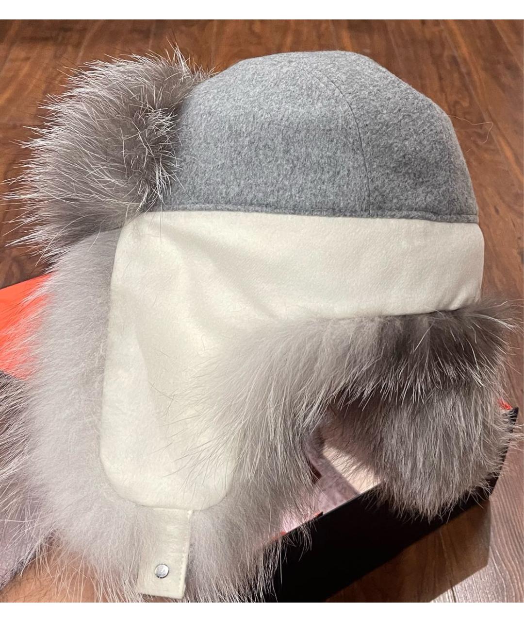 LORO PIANA Серая кашемировая шапка, фото 4