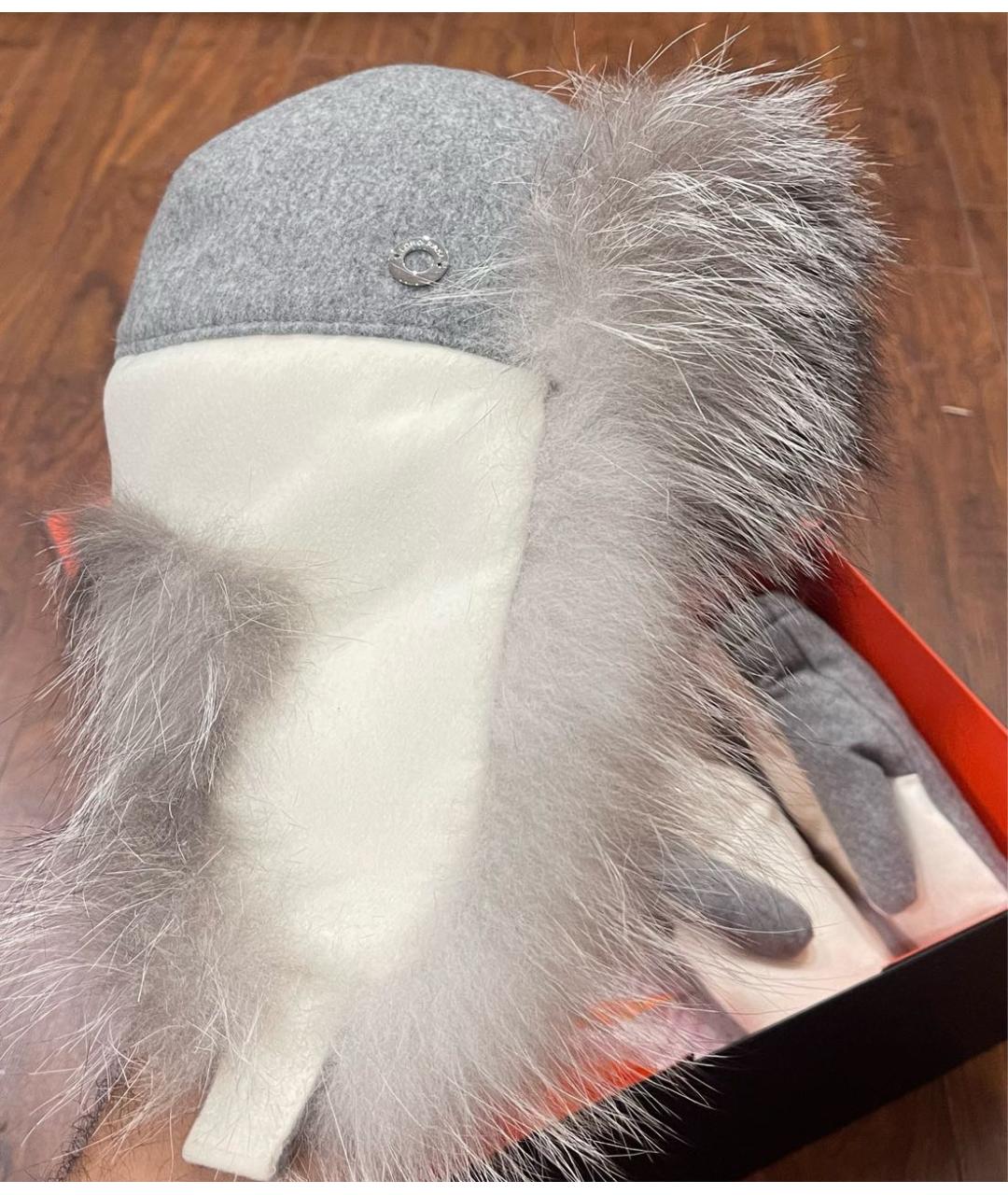 LORO PIANA Серая кашемировая шапка, фото 3