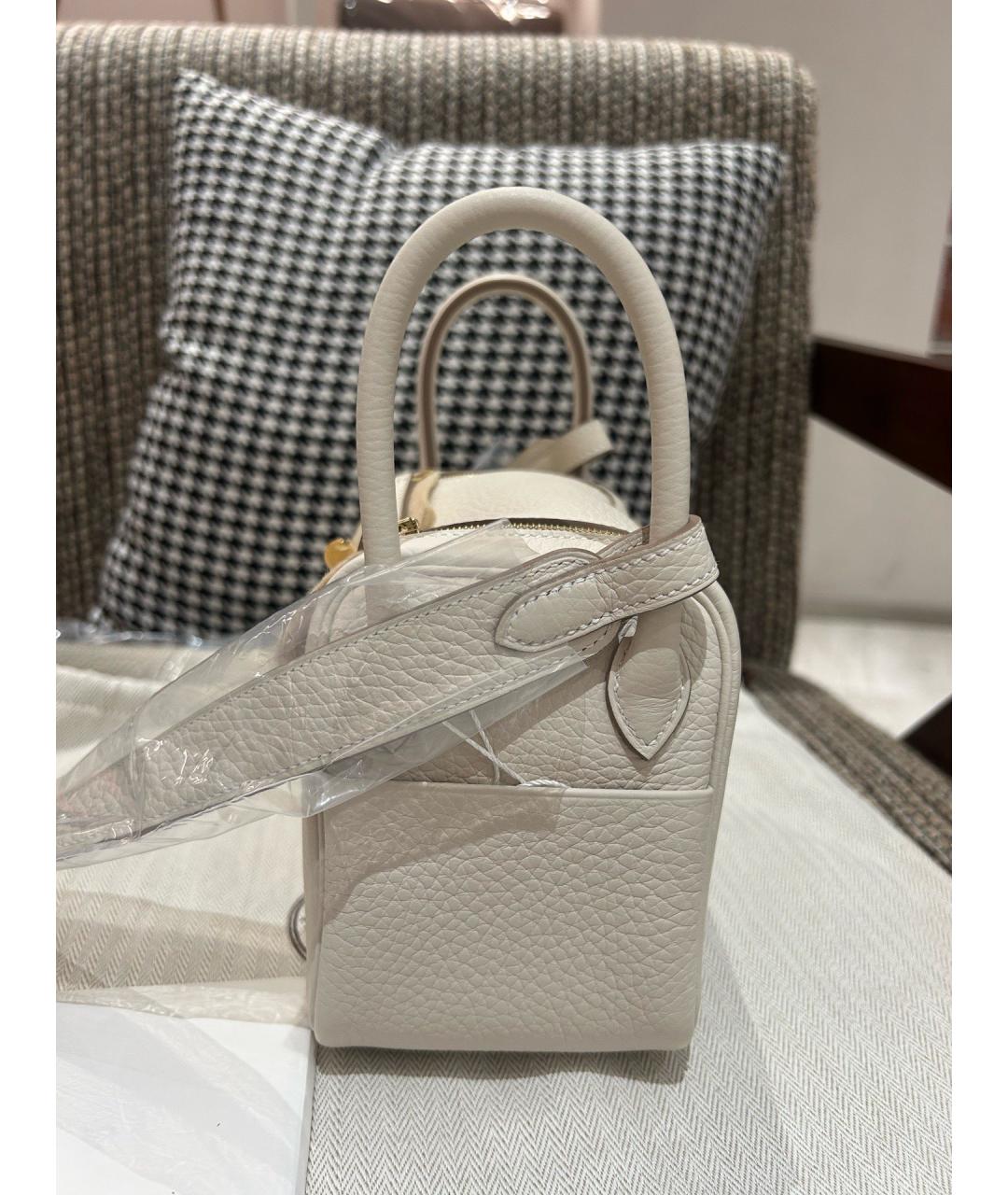 HERMES Белая кожаная сумка через плечо, фото 5