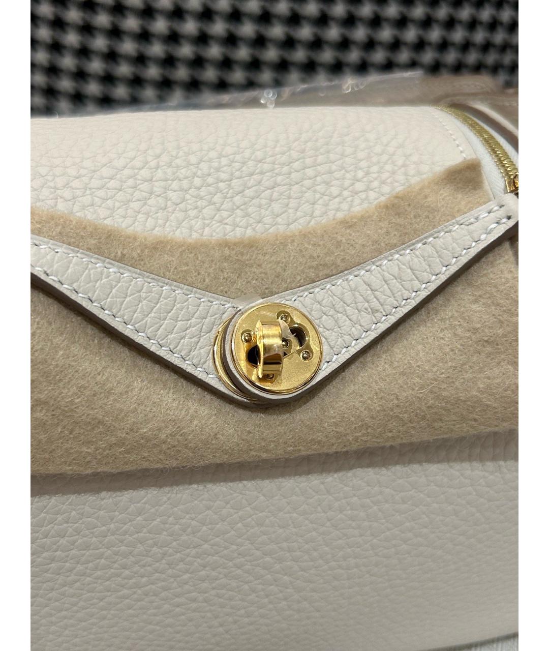 HERMES Белая кожаная сумка через плечо, фото 2