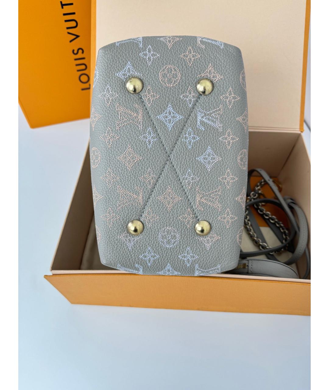 LOUIS VUITTON Серая кожаная сумка через плечо, фото 9