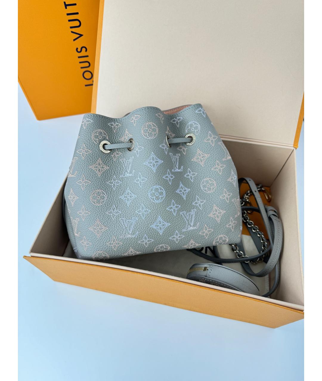 LOUIS VUITTON Серая кожаная сумка через плечо, фото 10