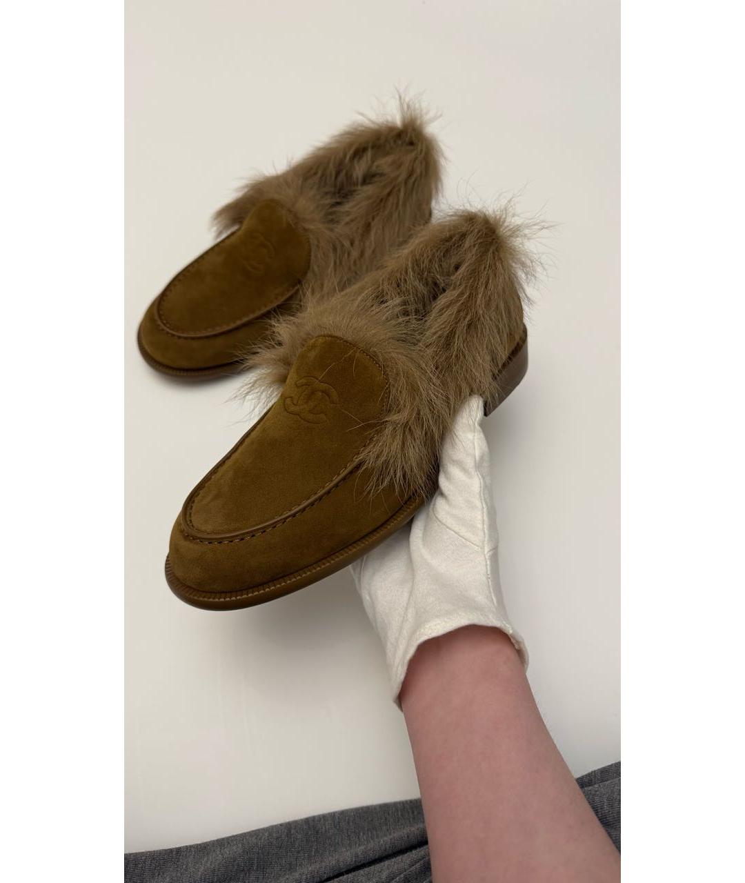 CHANEL Бежевые замшевые лоферы, фото 3