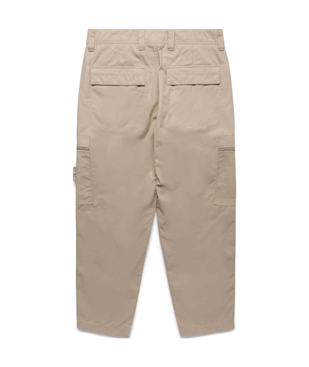 STONE ISLAND Бежевые хлопковые брюки чинос, фото 2