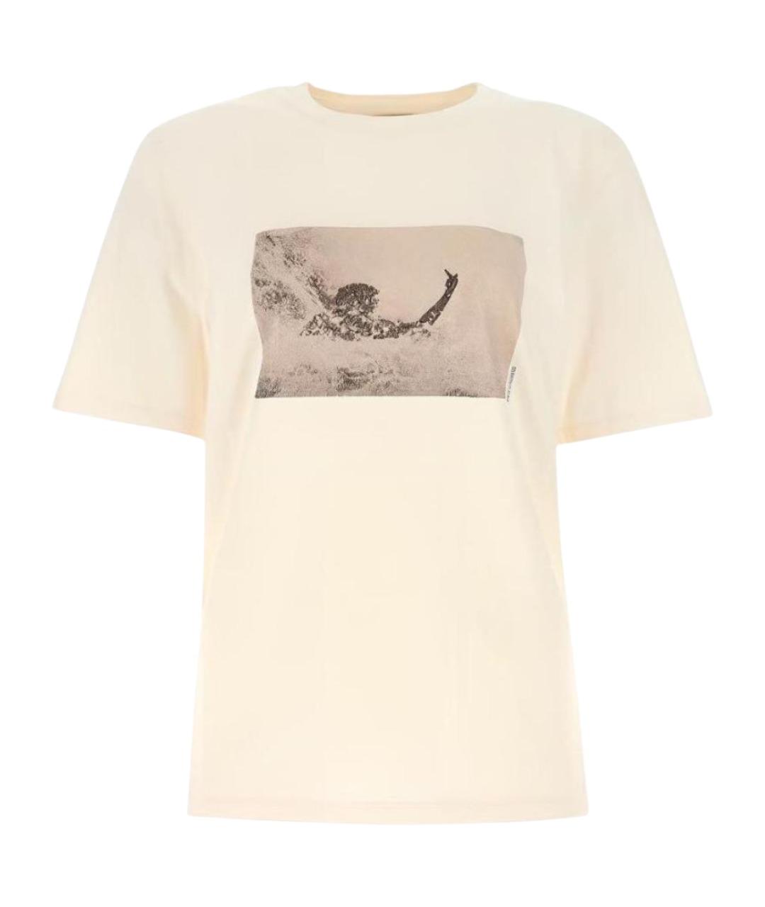 SAINT LAURENT Бежевая хлопковая футболка, фото 1