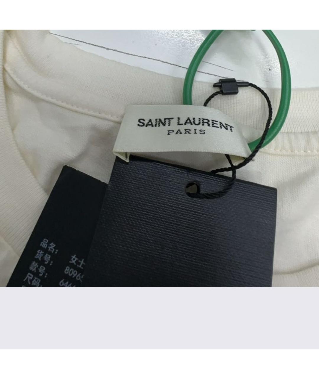 SAINT LAURENT Бежевая хлопковая футболка, фото 6