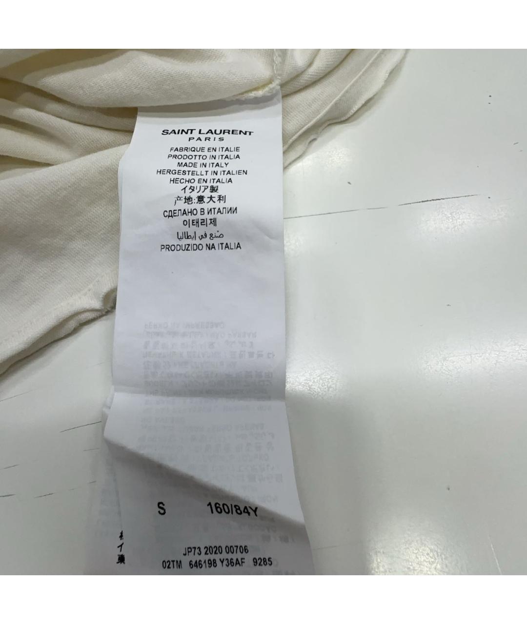 SAINT LAURENT Бежевая хлопковая футболка, фото 4