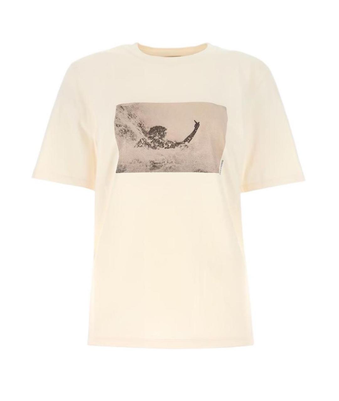 SAINT LAURENT Бежевая хлопковая футболка, фото 9