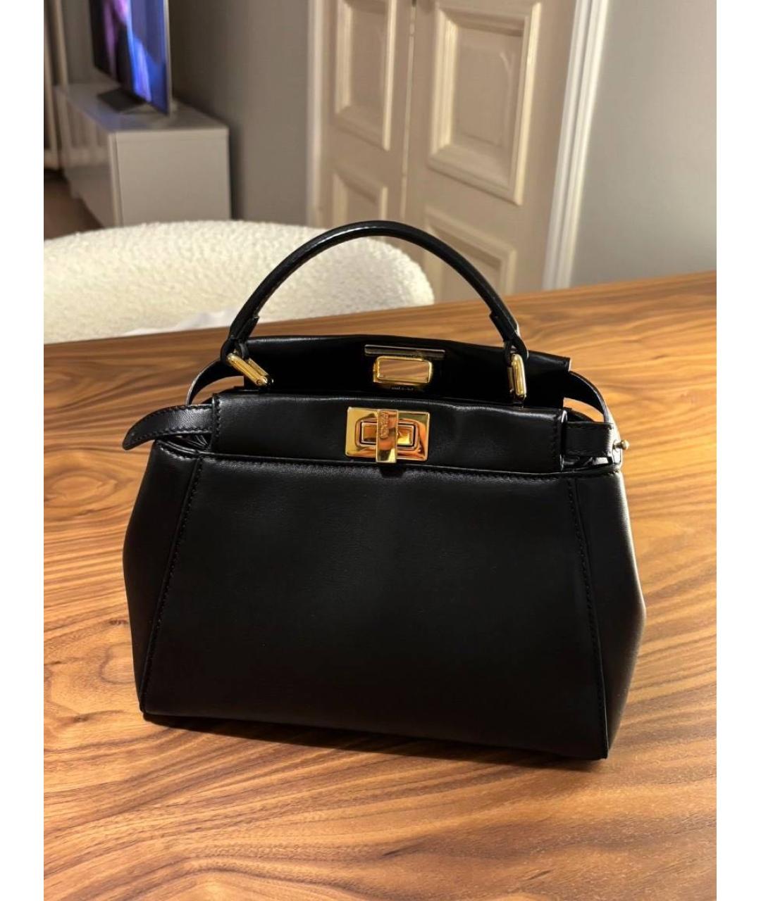 FENDI Черная кожаная сумка через плечо, фото 4