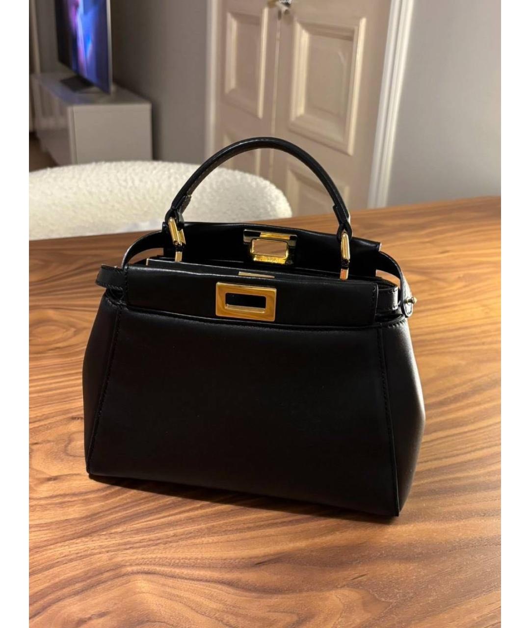 FENDI Черная кожаная сумка через плечо, фото 3