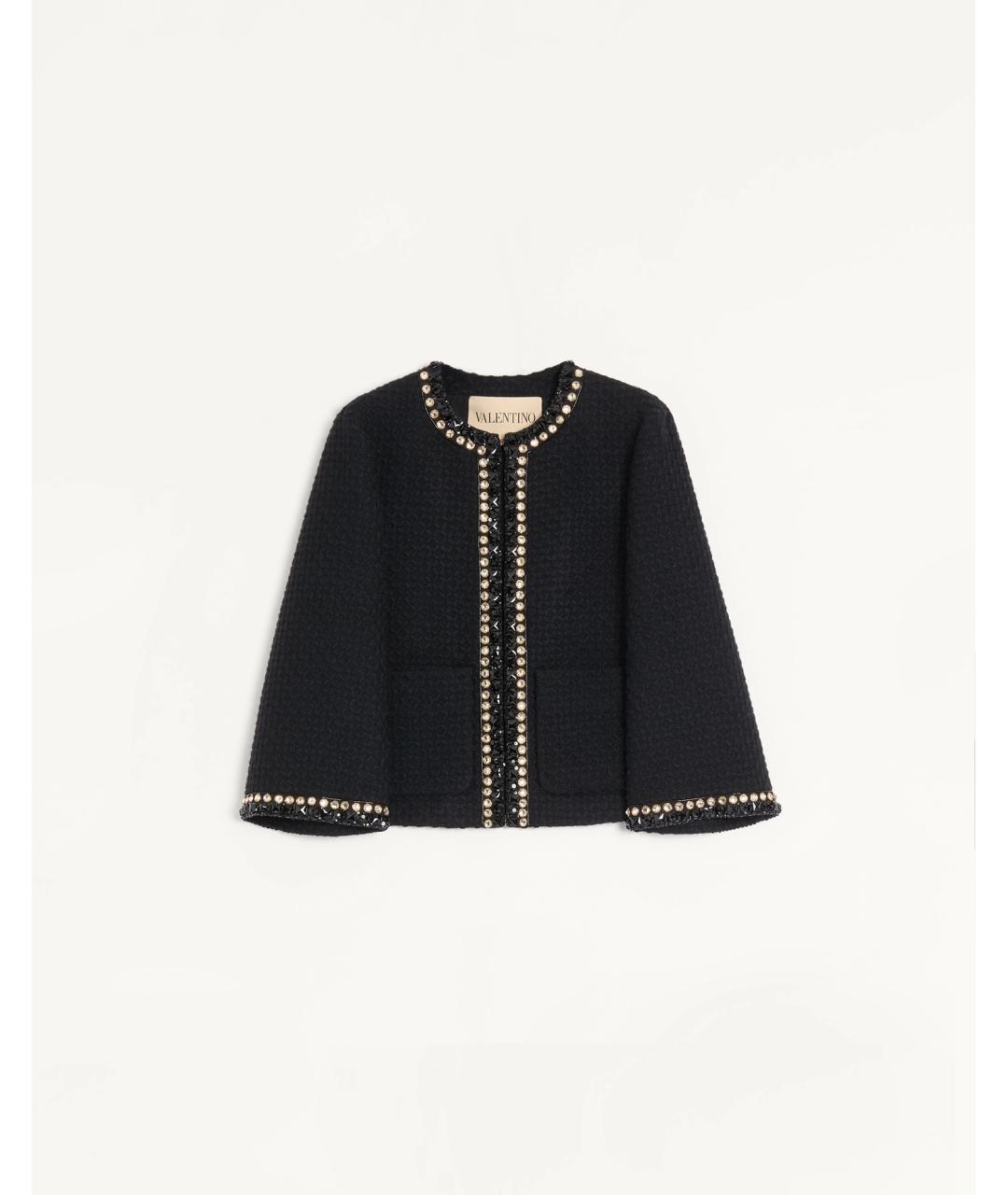 VALENTINO Черный твидовый жакет/пиджак, фото 6