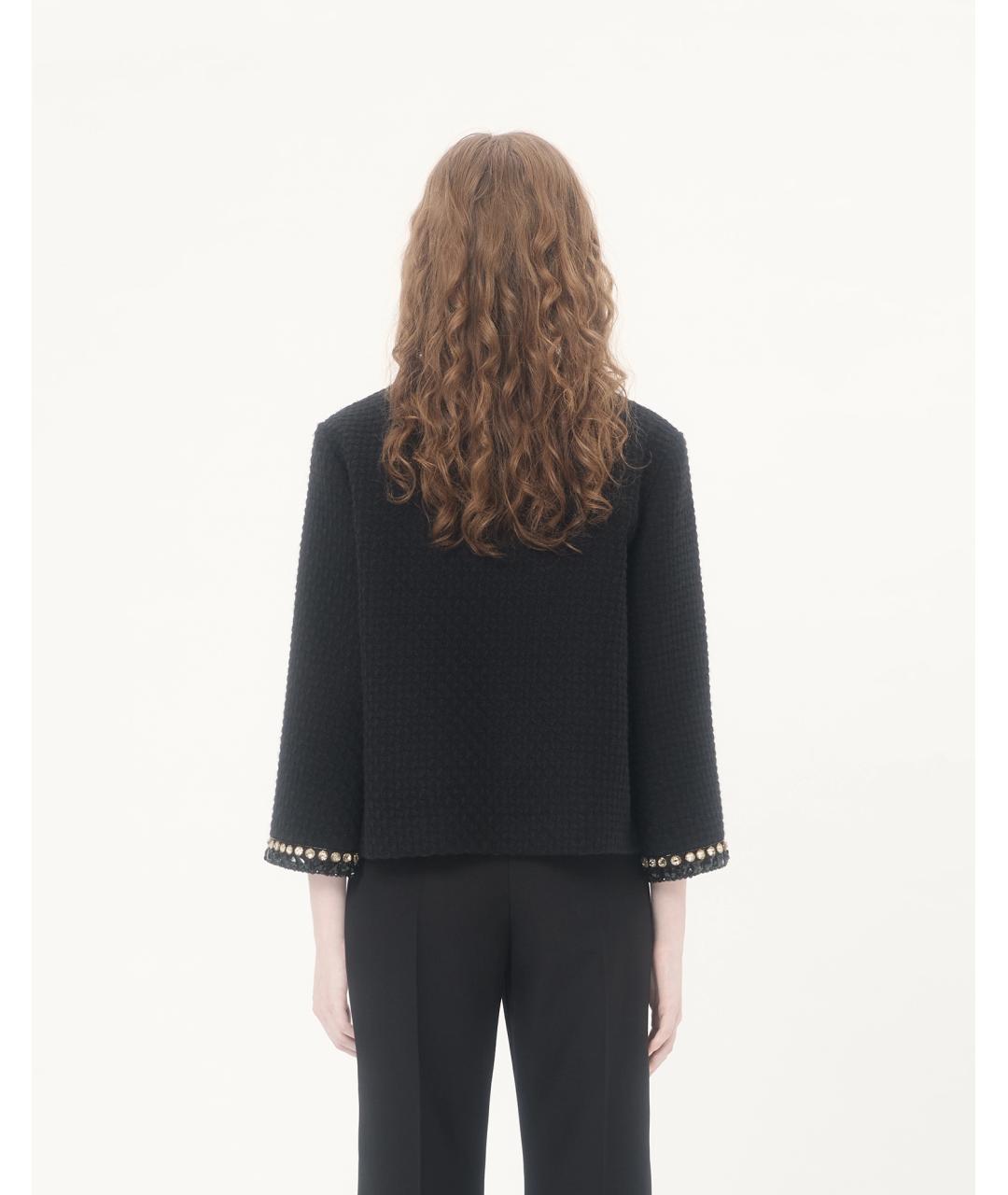VALENTINO Черный твидовый жакет/пиджак, фото 5
