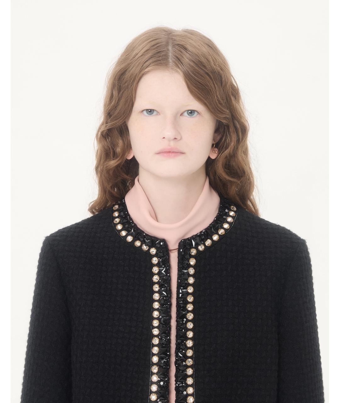 VALENTINO Черный твидовый жакет/пиджак, фото 2