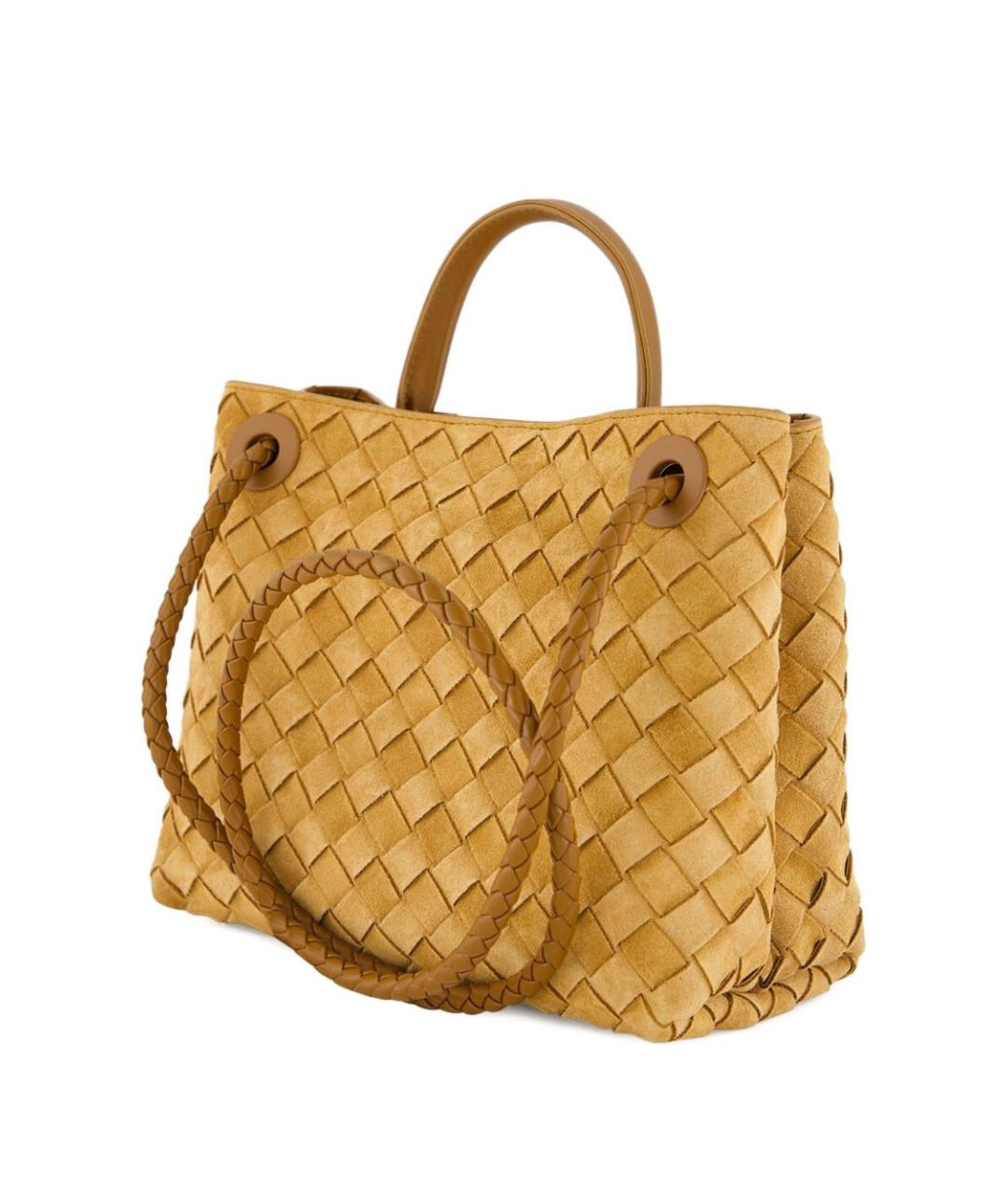 BOTTEGA VENETA Желтая кожаная сумка с короткими ручками, фото 4