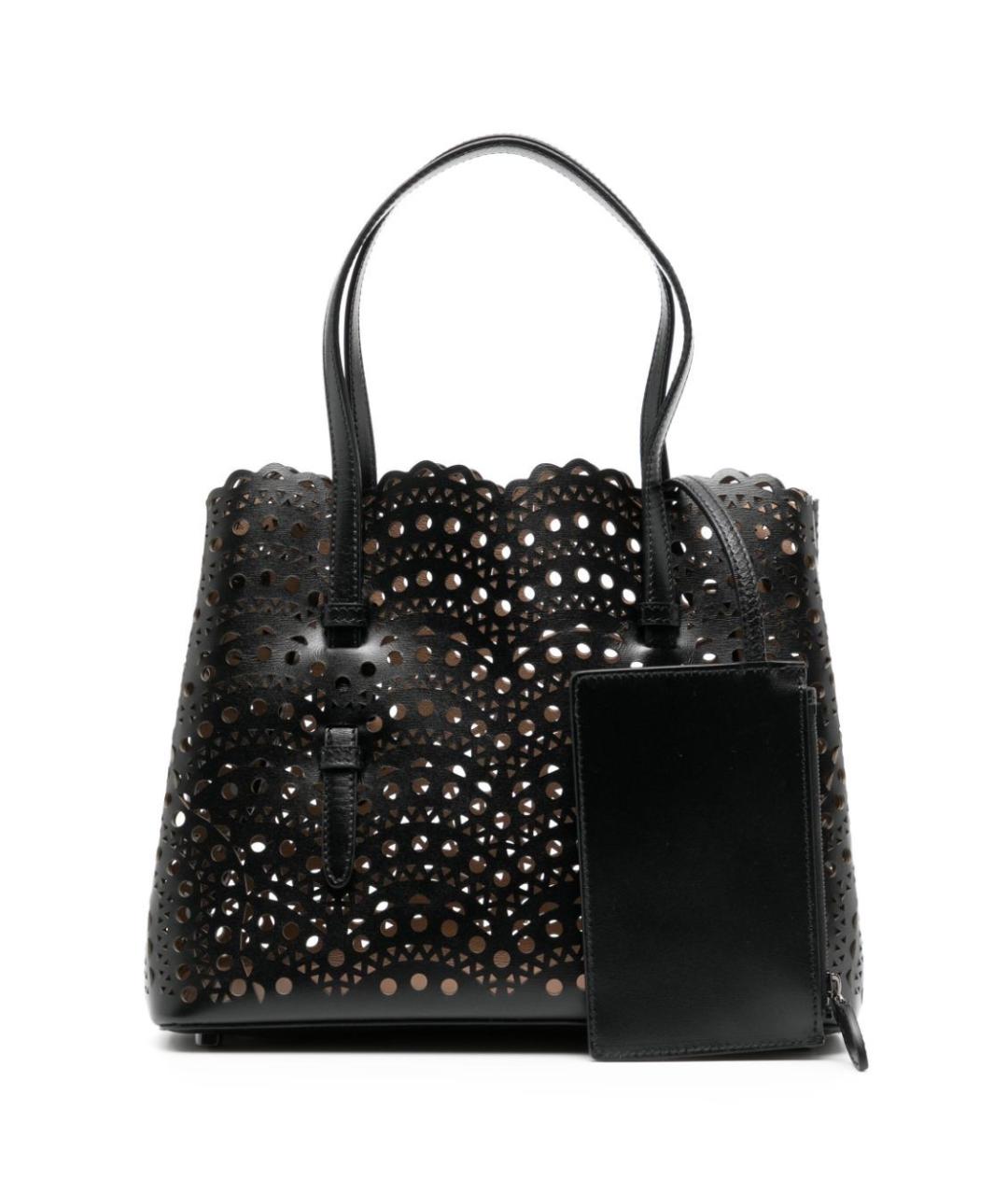 ALAIA Черная кожаная сумка с короткими ручками, фото 5