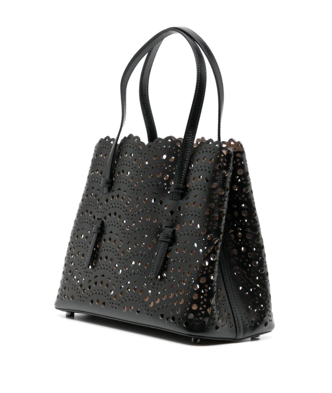 ALAIA Черная кожаная сумка с короткими ручками, фото 3