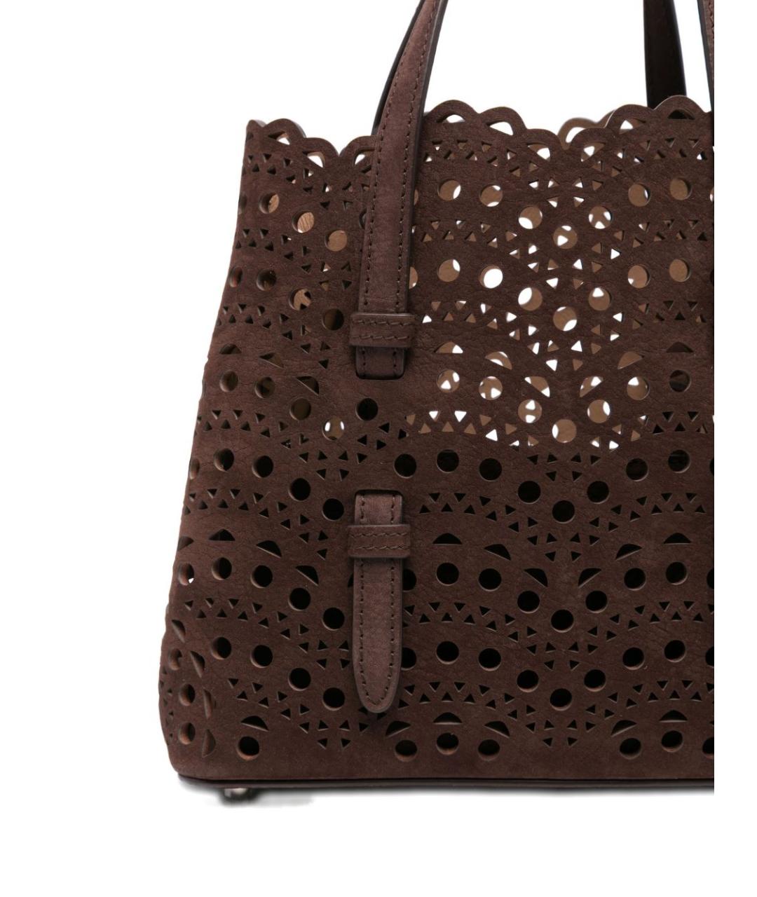 ALAIA Коричневая замшевая сумка с короткими ручками, фото 3