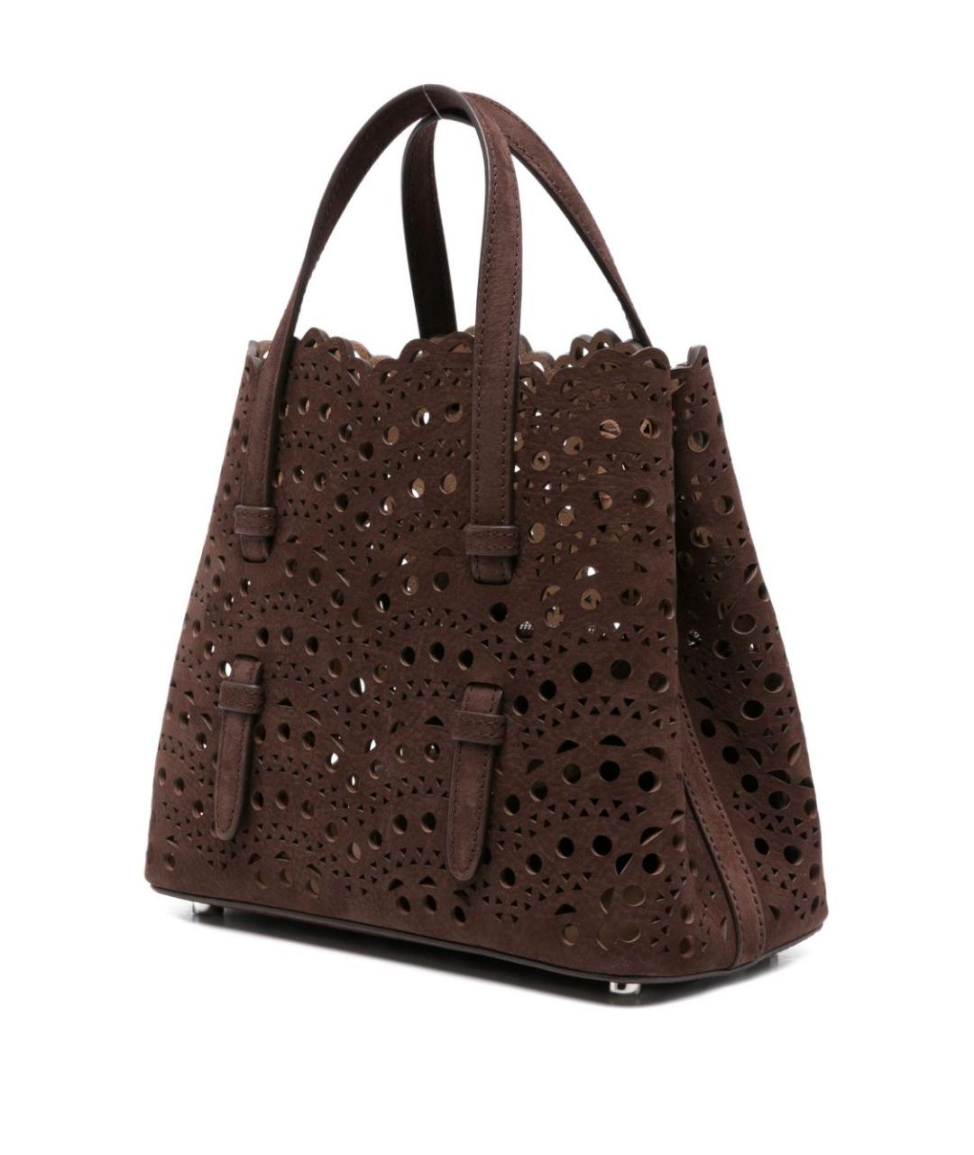 ALAIA Коричневая замшевая сумка с короткими ручками, фото 4