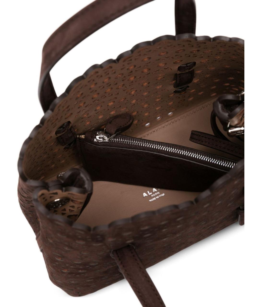 ALAIA Коричневая замшевая сумка с короткими ручками, фото 5