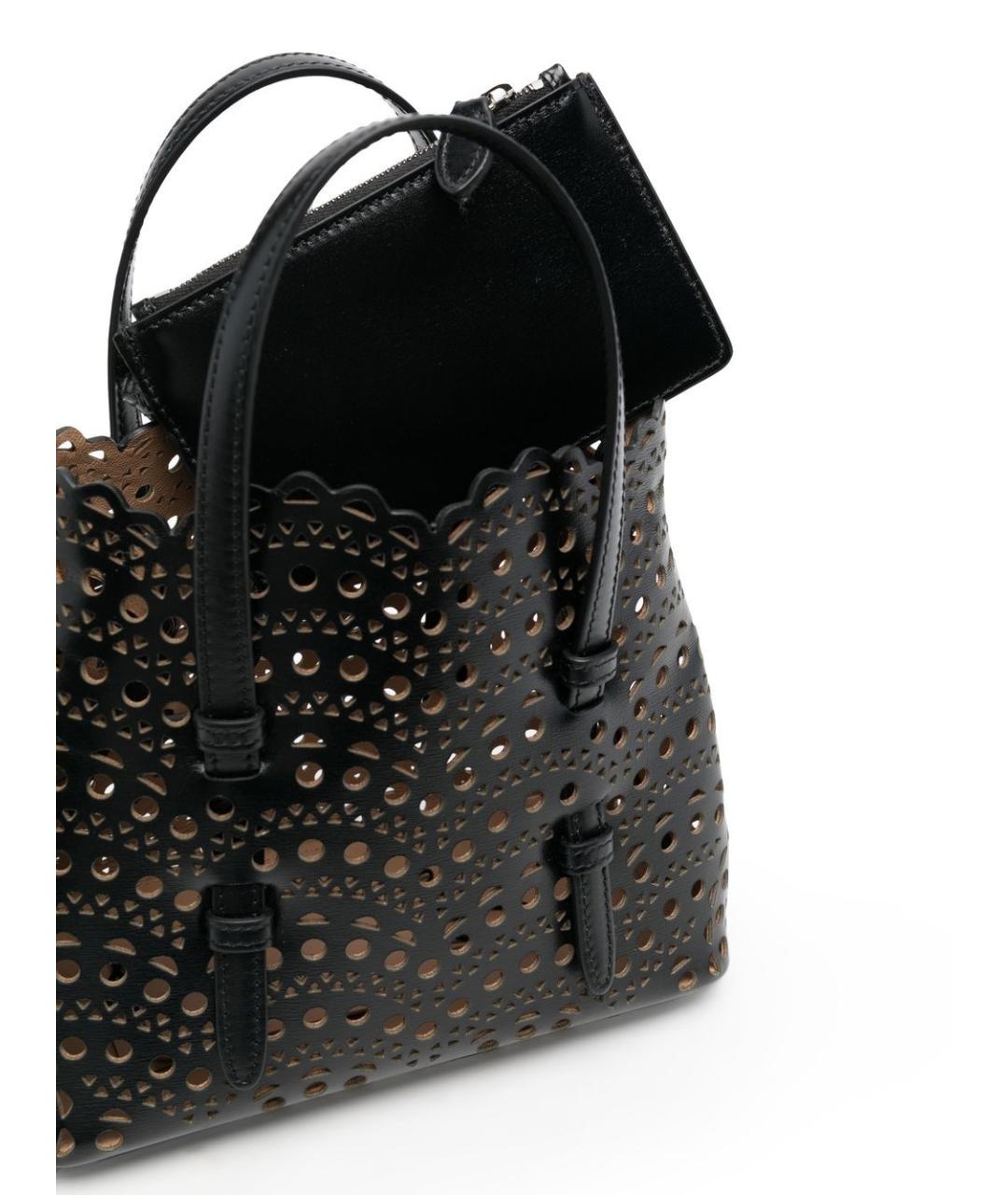 ALAIA Черная кожаная сумка с короткими ручками, фото 6