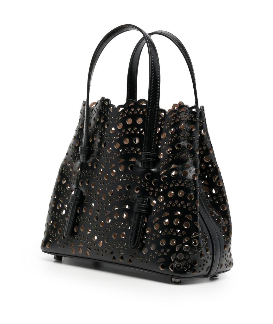 ALAIA Черная кожаная сумка с короткими ручками, фото 3