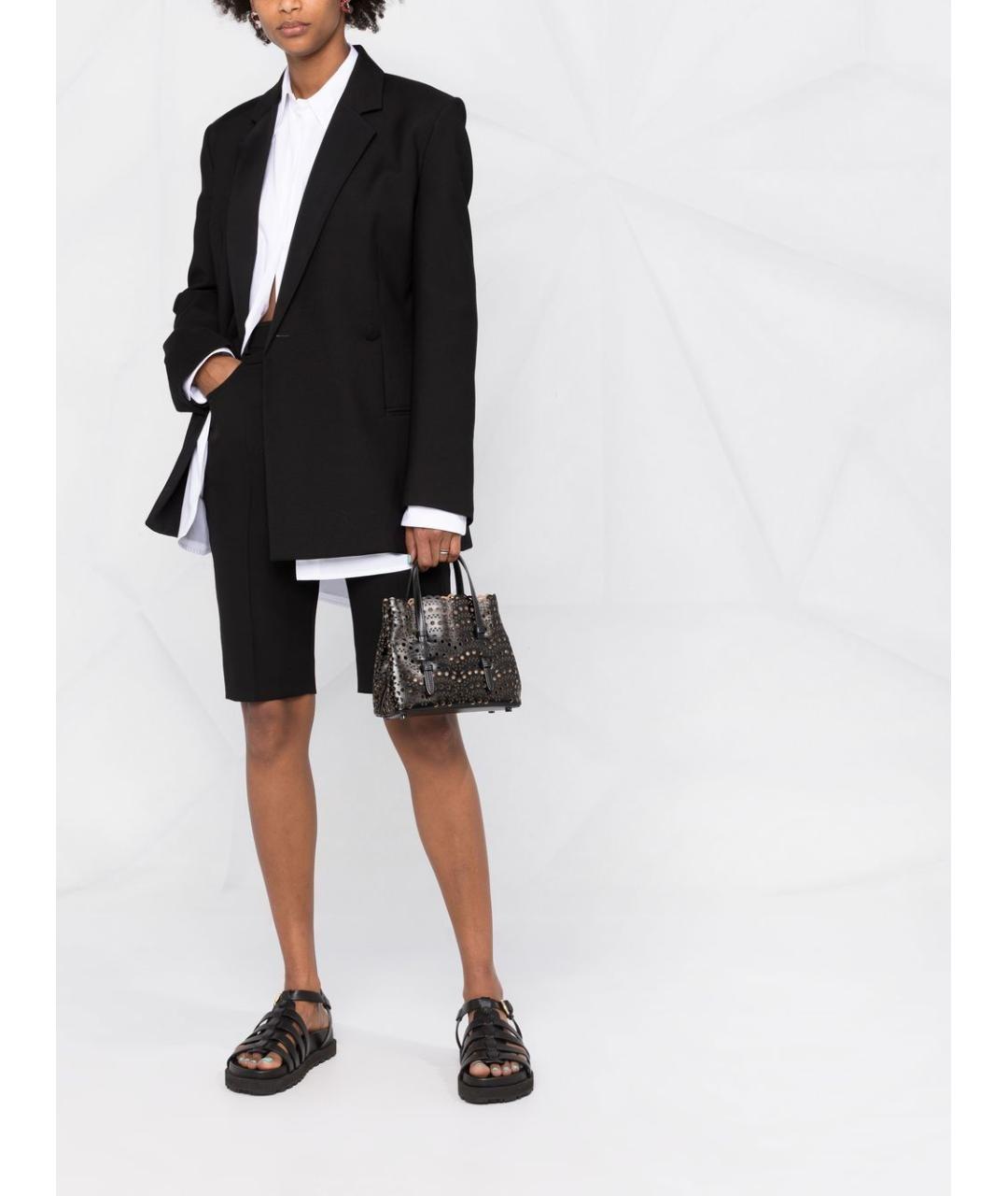 ALAIA Черная кожаная сумка с короткими ручками, фото 4