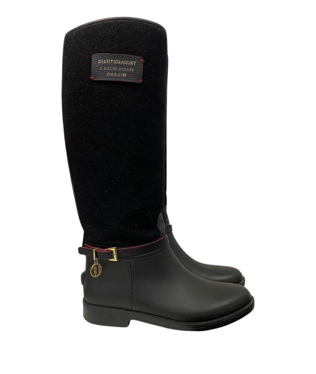 TRUSSARDI Черные резиновые сапоги, фото 1