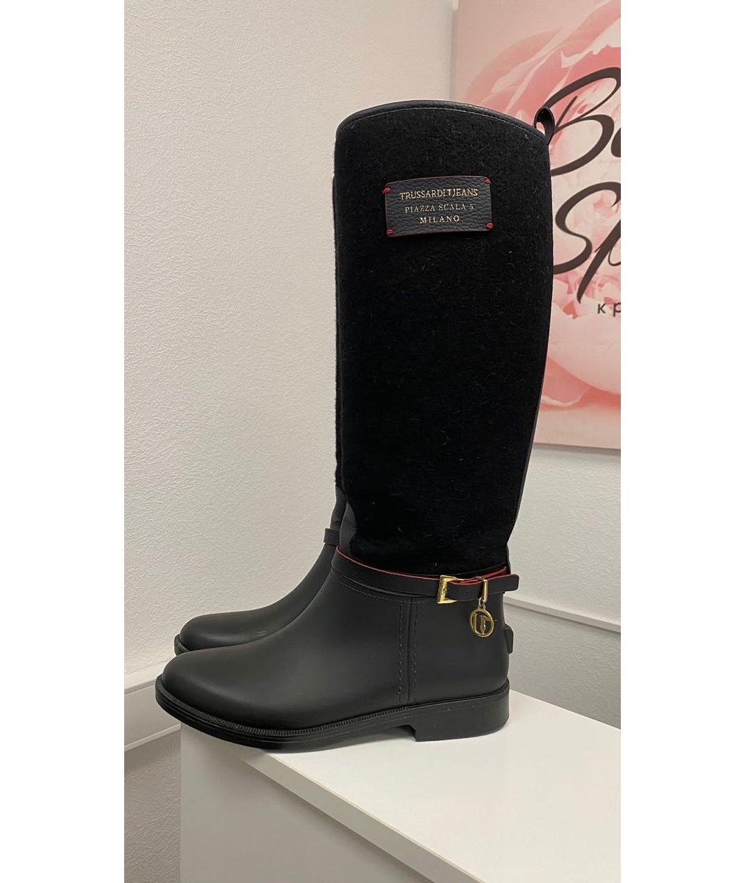 TRUSSARDI Черные резиновые сапоги, фото 7