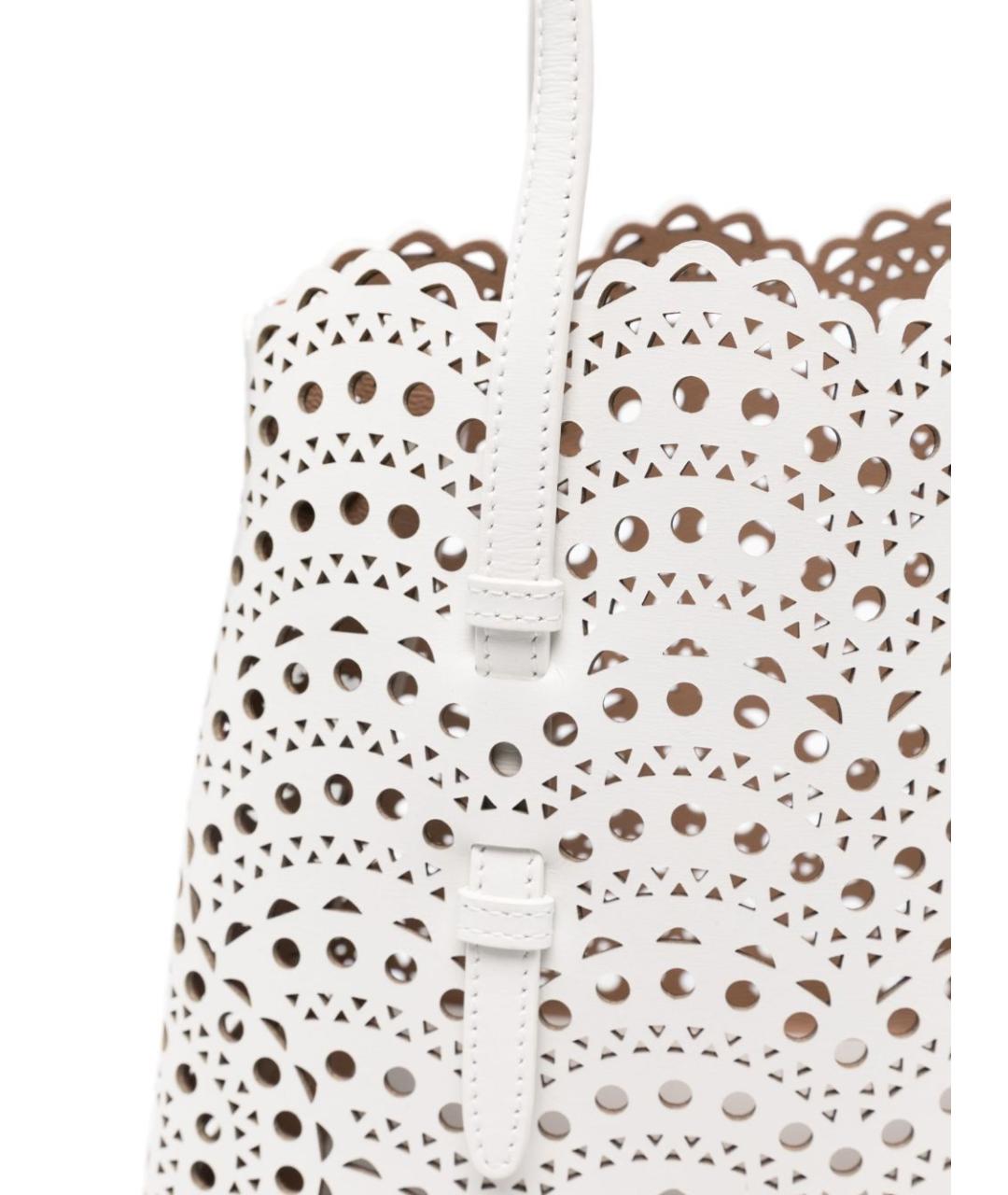 ALAIA Белая кожаная сумка с короткими ручками, фото 4