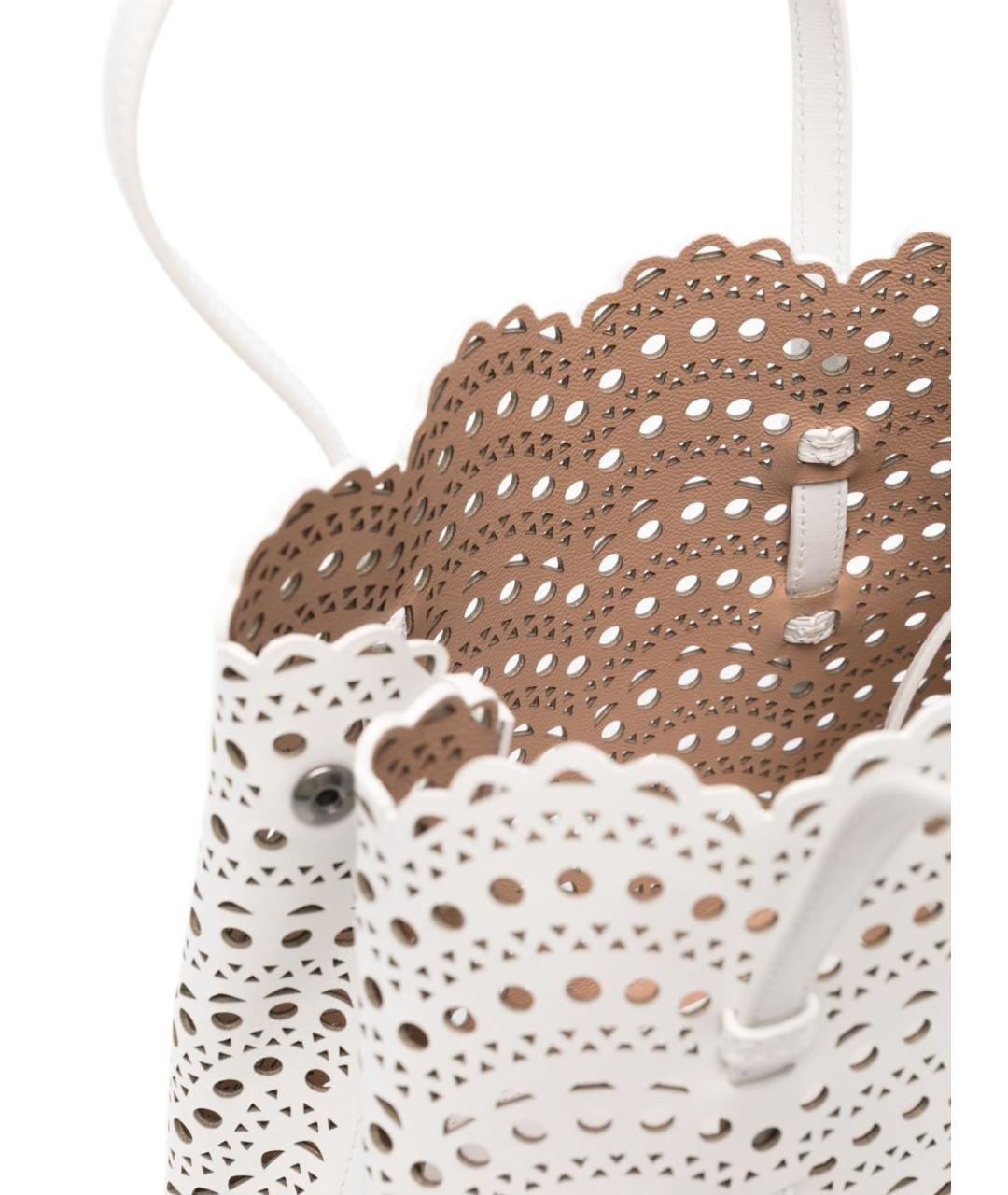 ALAIA Белая кожаная сумка с короткими ручками, фото 3