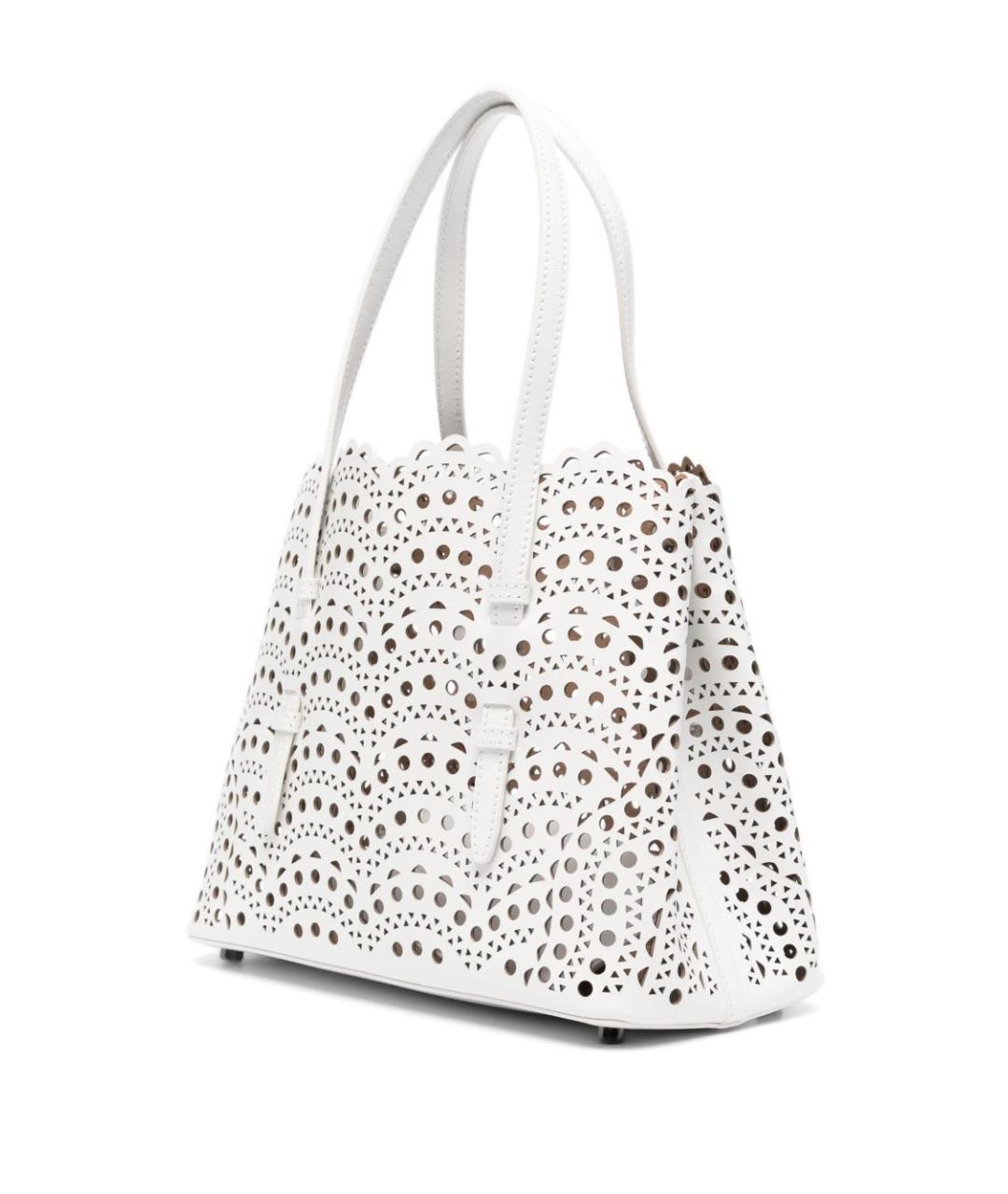 ALAIA Белая кожаная сумка с короткими ручками, фото 2