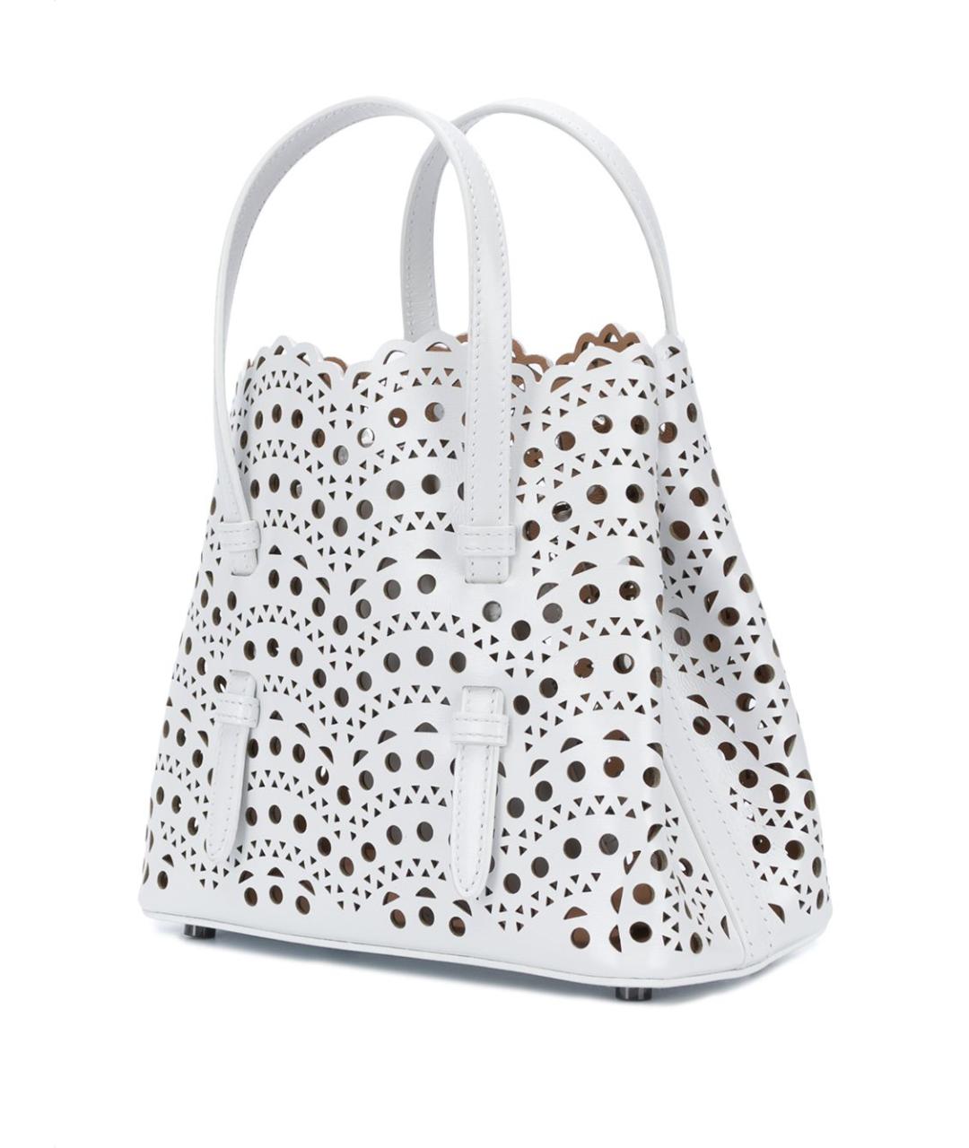 ALAIA Белая кожаная сумка с короткими ручками, фото 4