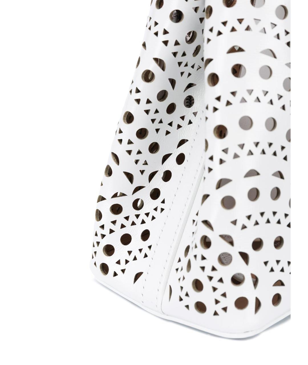 ALAIA Белая кожаная сумка с короткими ручками, фото 3