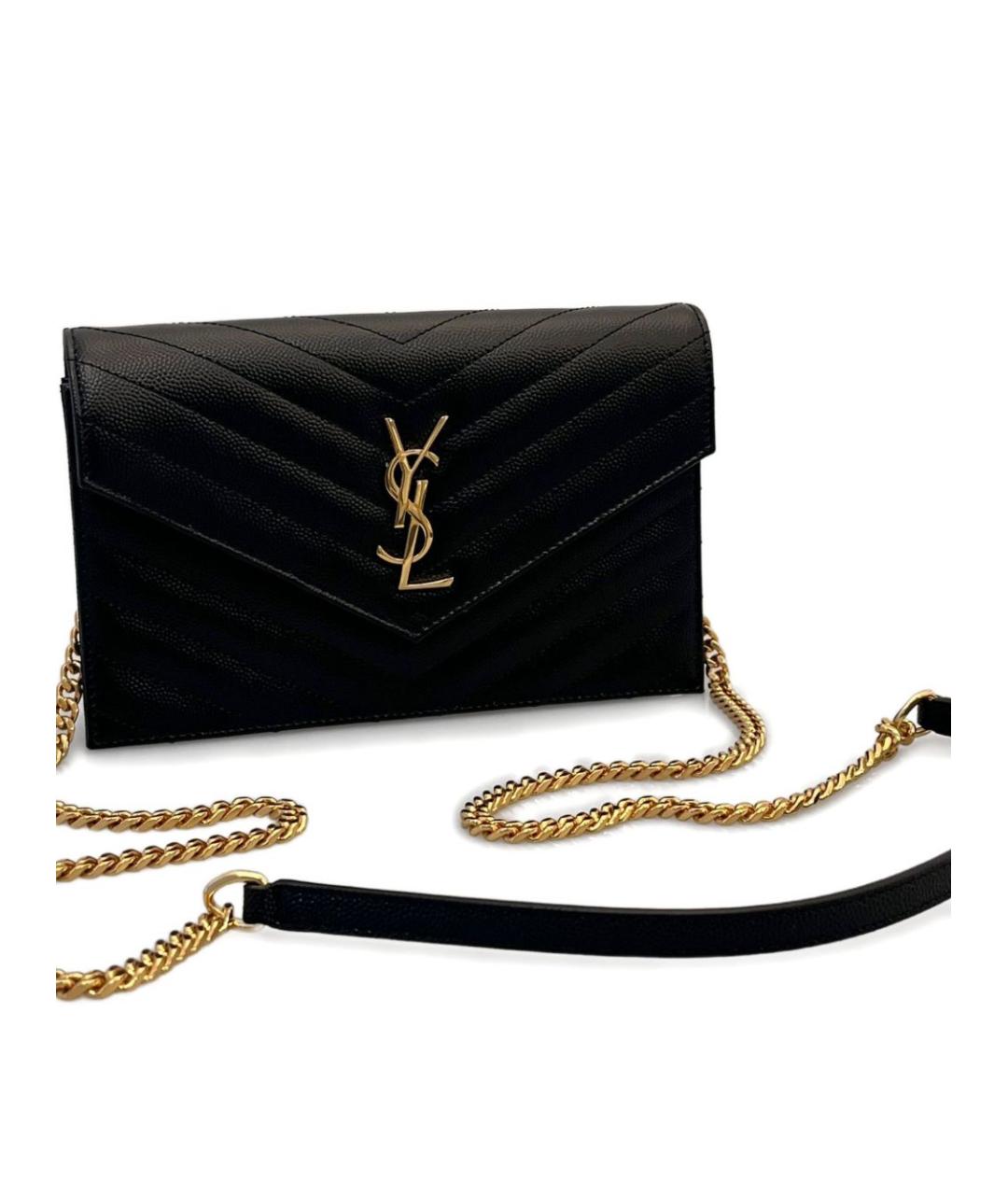 SAINT LAURENT Черная кожаная сумка через плечо, фото 3