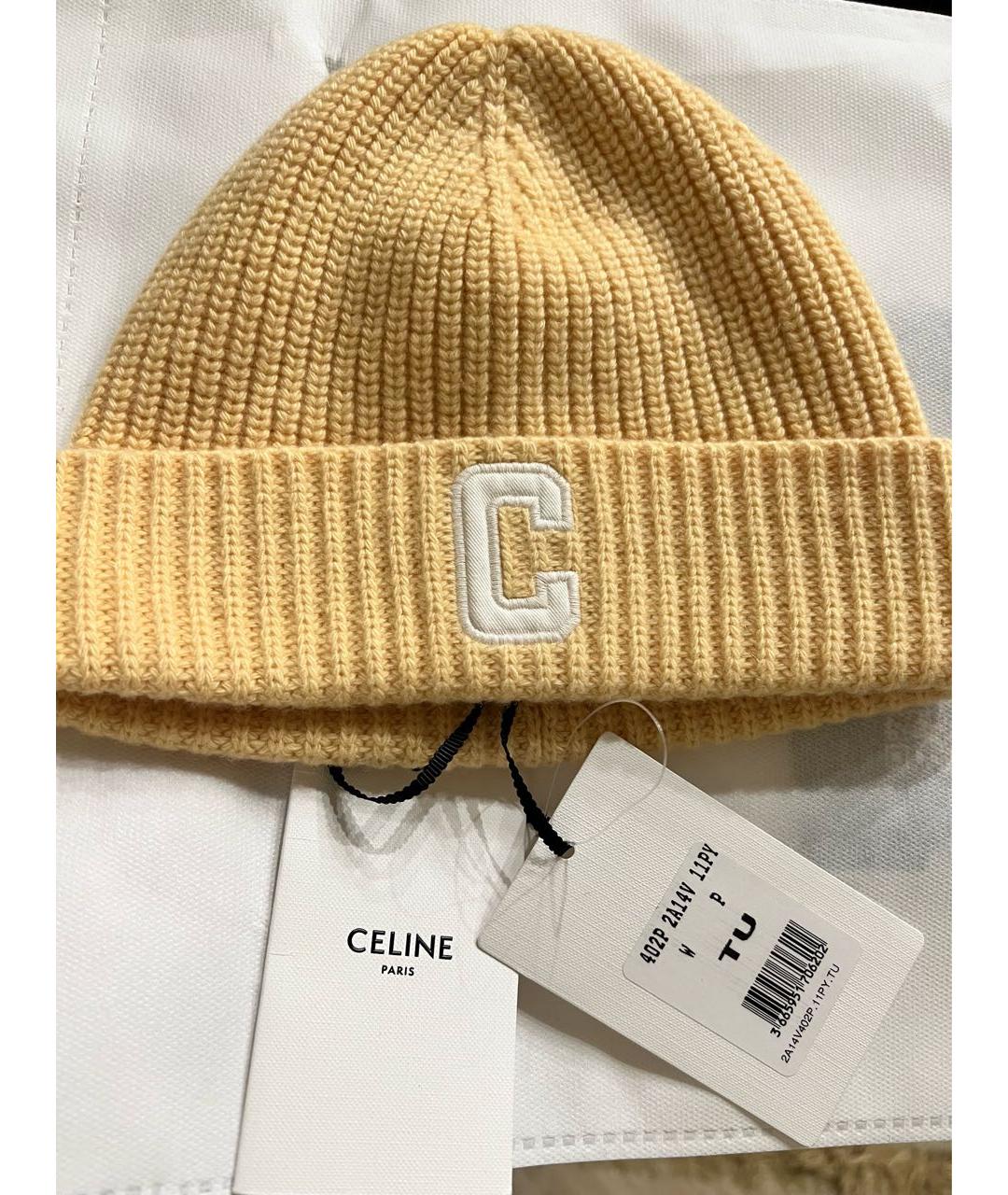 CELINE Бежевая кашемировая шапка, фото 7